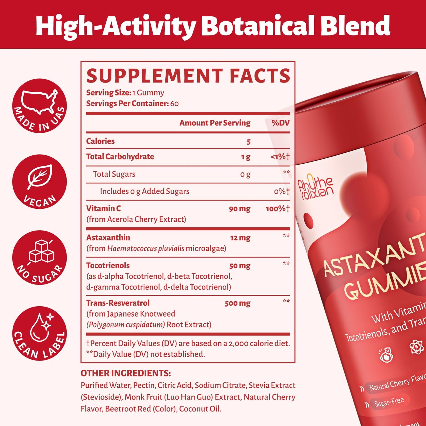 RHYTHE ROLIXIAN Astaxanthin Gummies 120 Count