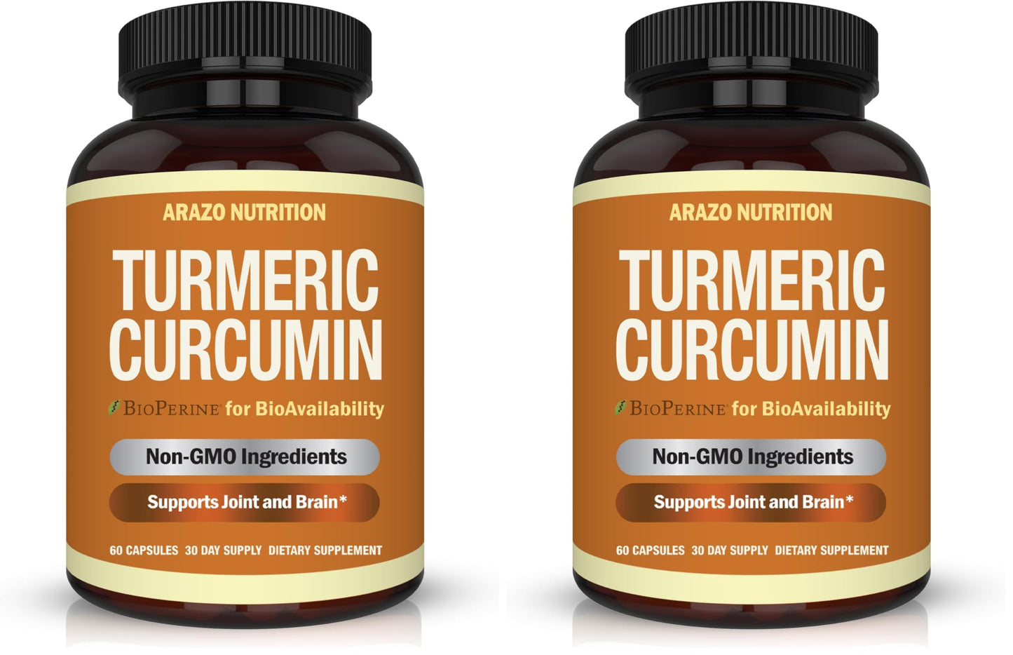 Arazo Nutrition Turmeric Curcumin with BioPerine 1300mg with Black Pepper Capsules 120 Count