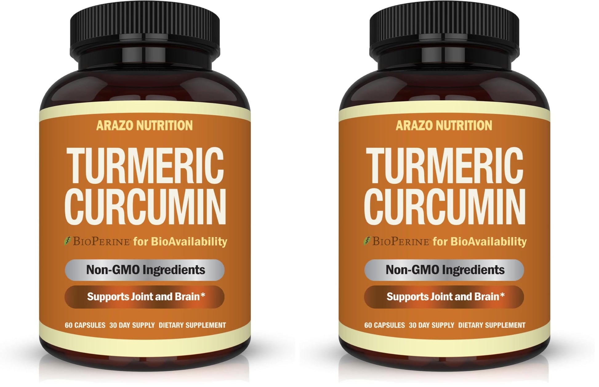 Arazo Nutrition Turmeric Curcumin with BioPerine 1300mg with Black Pepper Capsules 120 Count