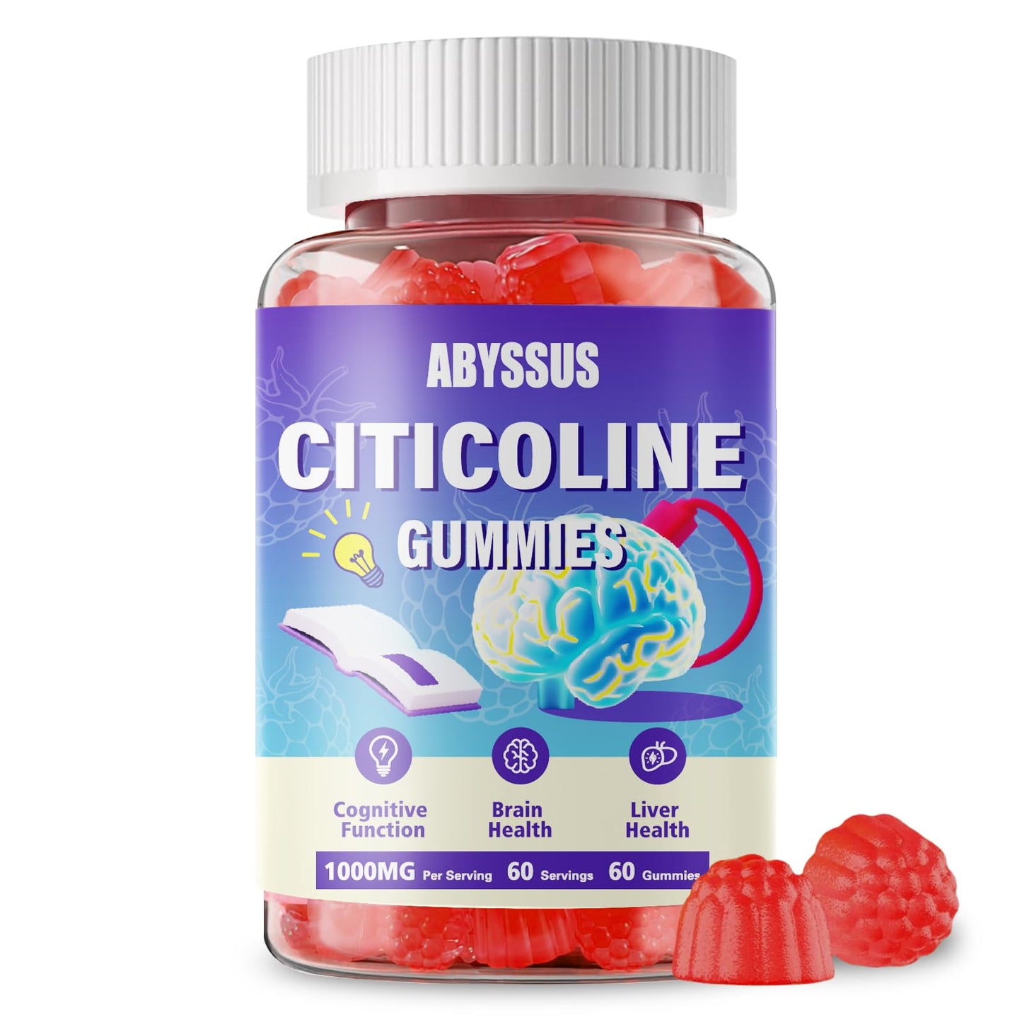 ABYSSUS Citicoline (CDP Choline) 1000mg Gummies, 60 Count