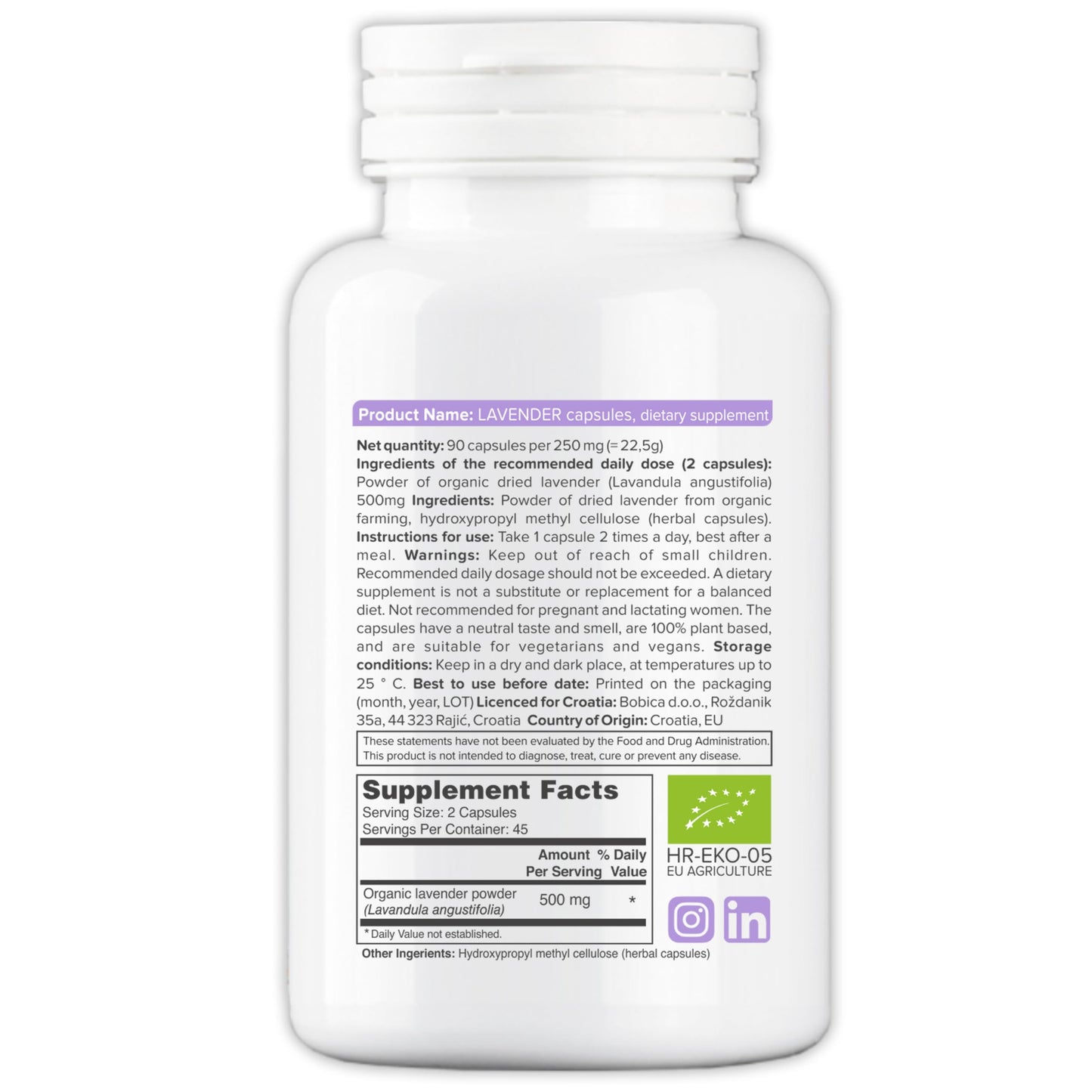 b Organic Lavender Capsules 90 Count