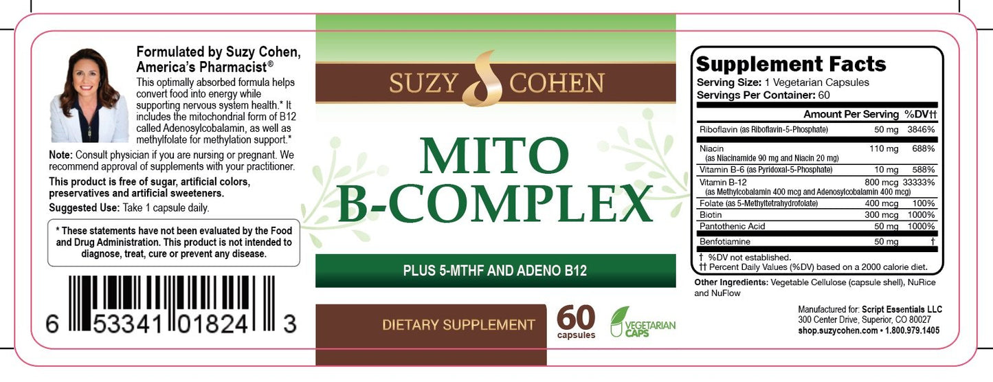 Script Essentials Mito B Complex Dietary Supplement Capsule, 1 Count
