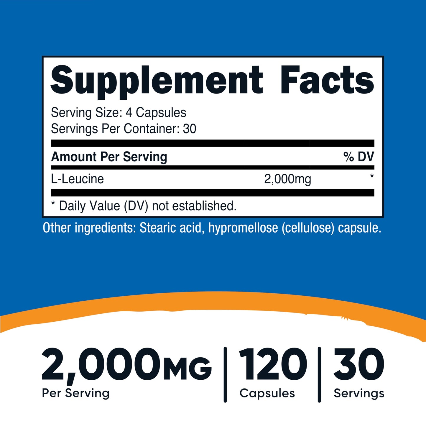 Nutricost L-Leucine 2000mg Vegetarian Capsules, 120 Count