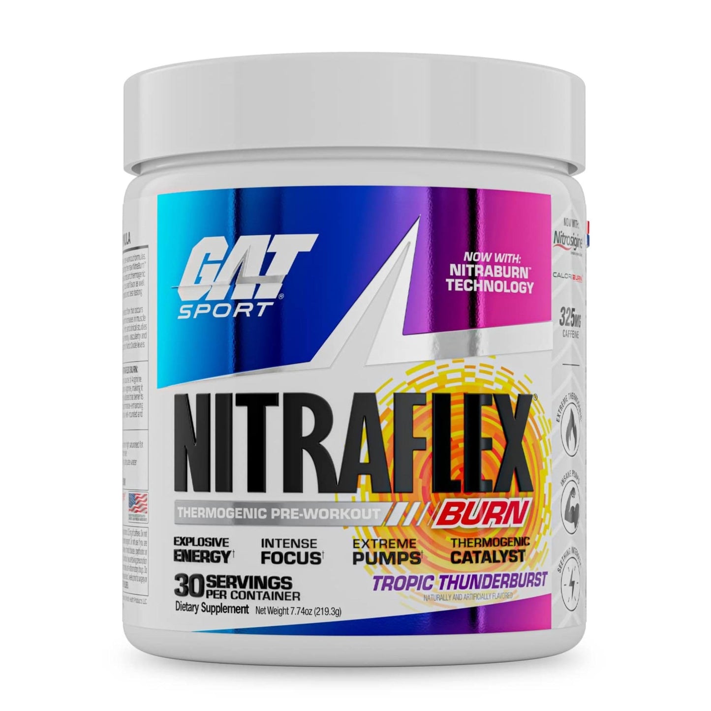GAT SPORT NITRAFLEX Burn Pre Workout Thermogenic Powder, 7.74 Ounce
