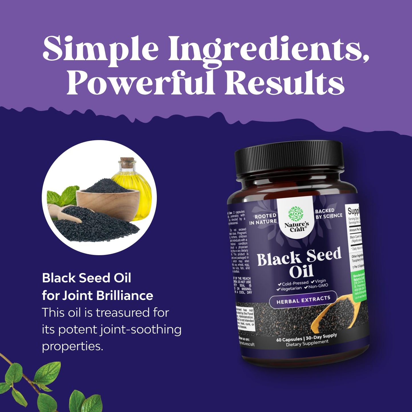 Natures Craft Vegan Black Seed Oil Capsules, 60 Count