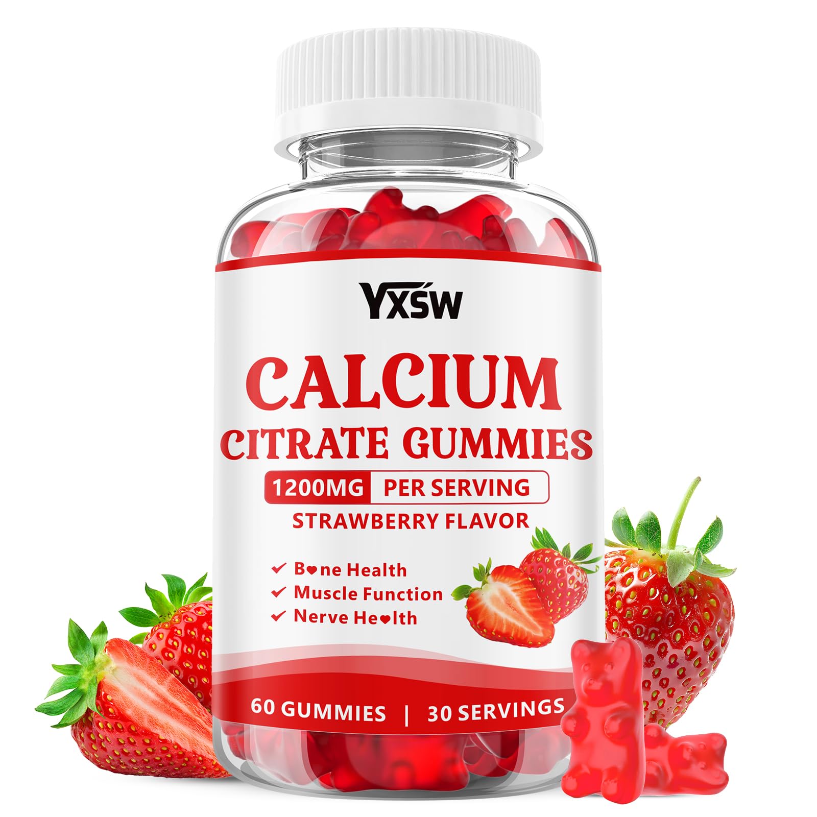 YXSW Calcium Citrate Gummies 1200mg 60 Count