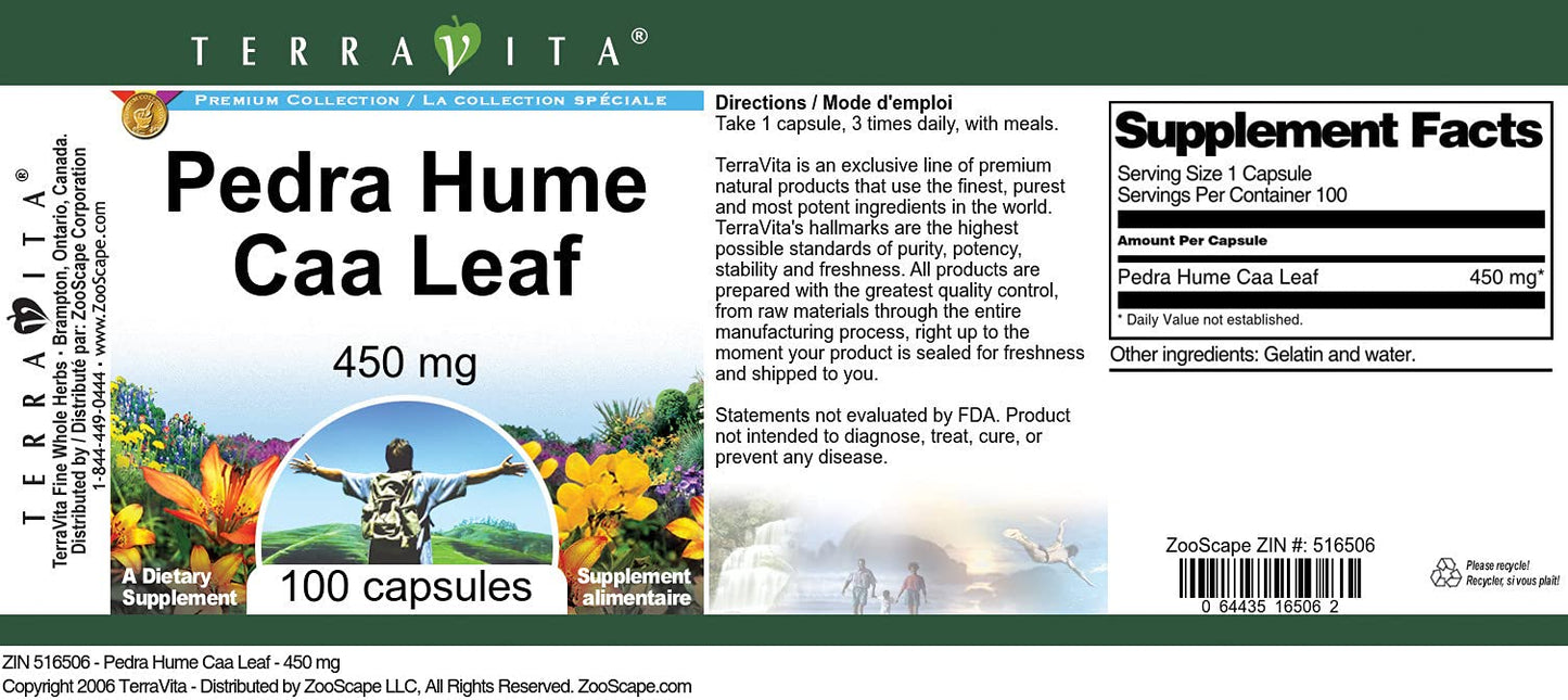 Terravita Pedra Hume CAA Leaf 450 mg Capsules, 300 Count