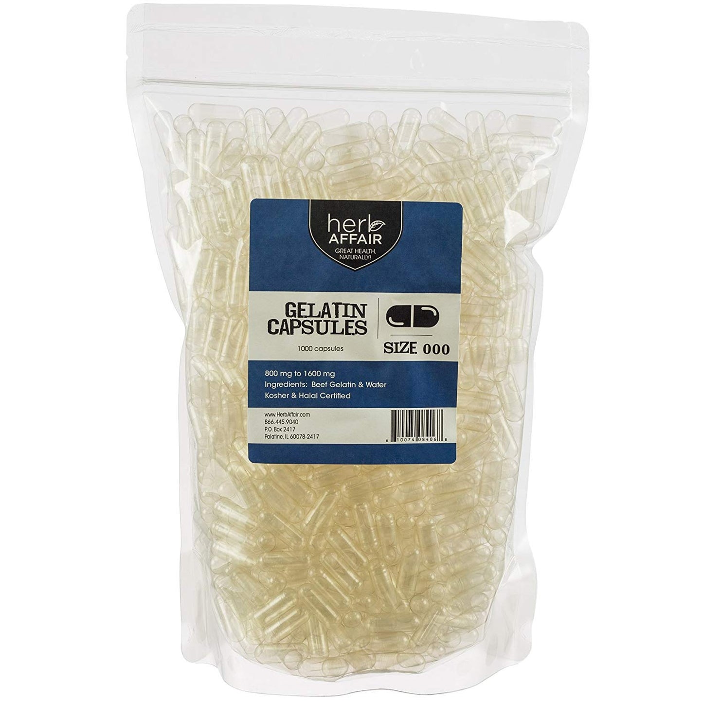Herb Affair Clear Empty Gelatin Capsules 1000 Count