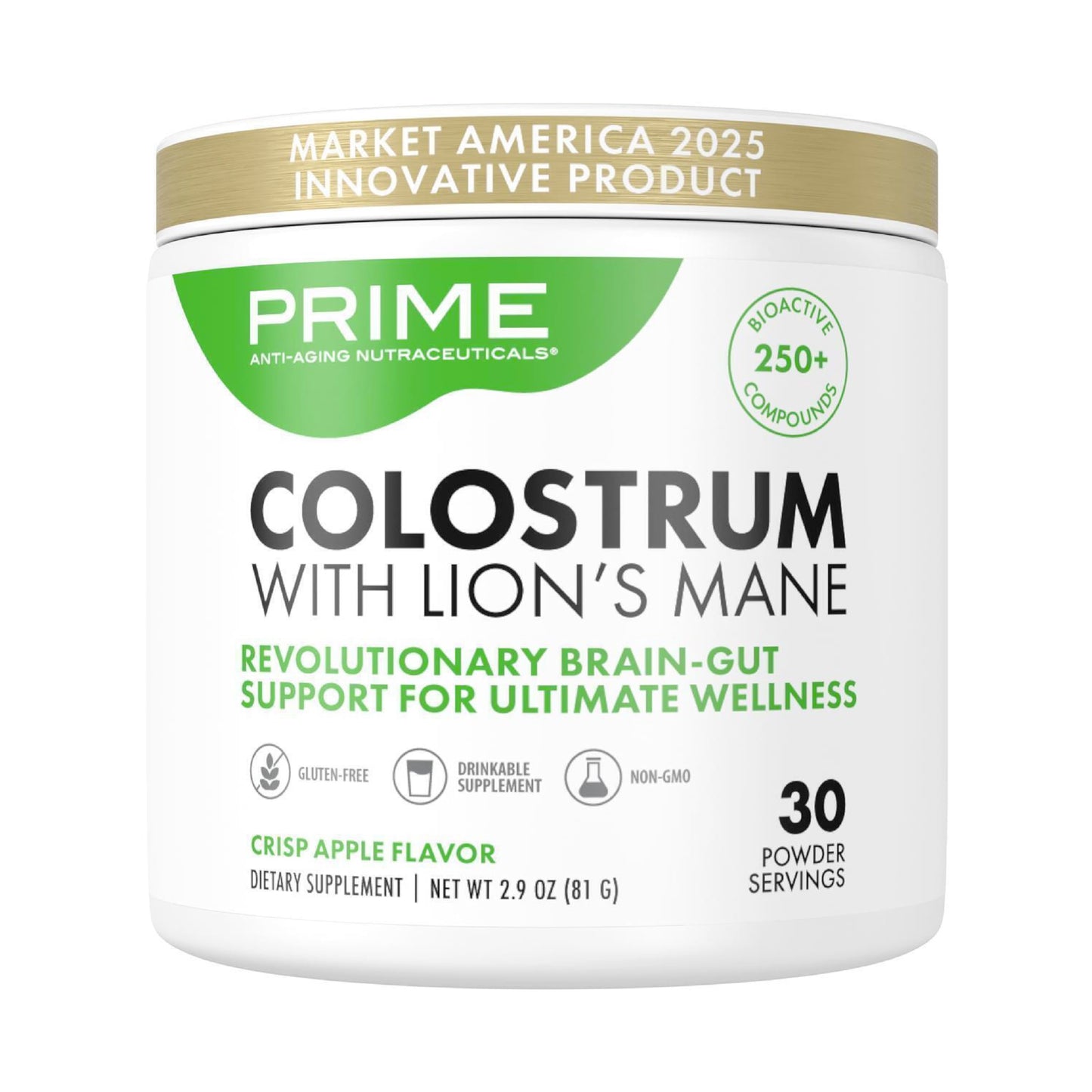 Market America Prime Bovine Colostrum with Lion's Mane Powder 2.9 oz