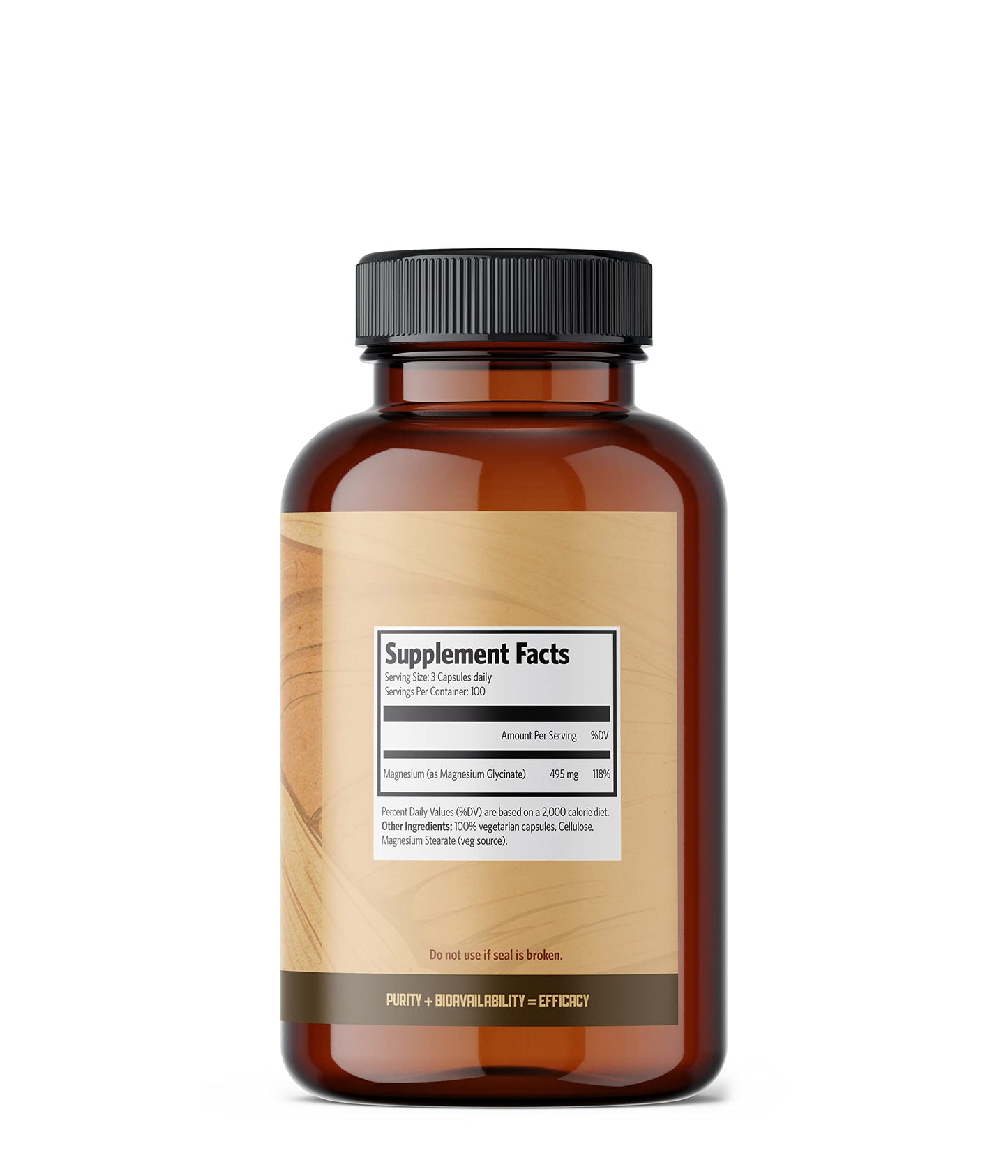 Pure Lab Vitamins Magnesium Glycinate 165mg 300 Capsules