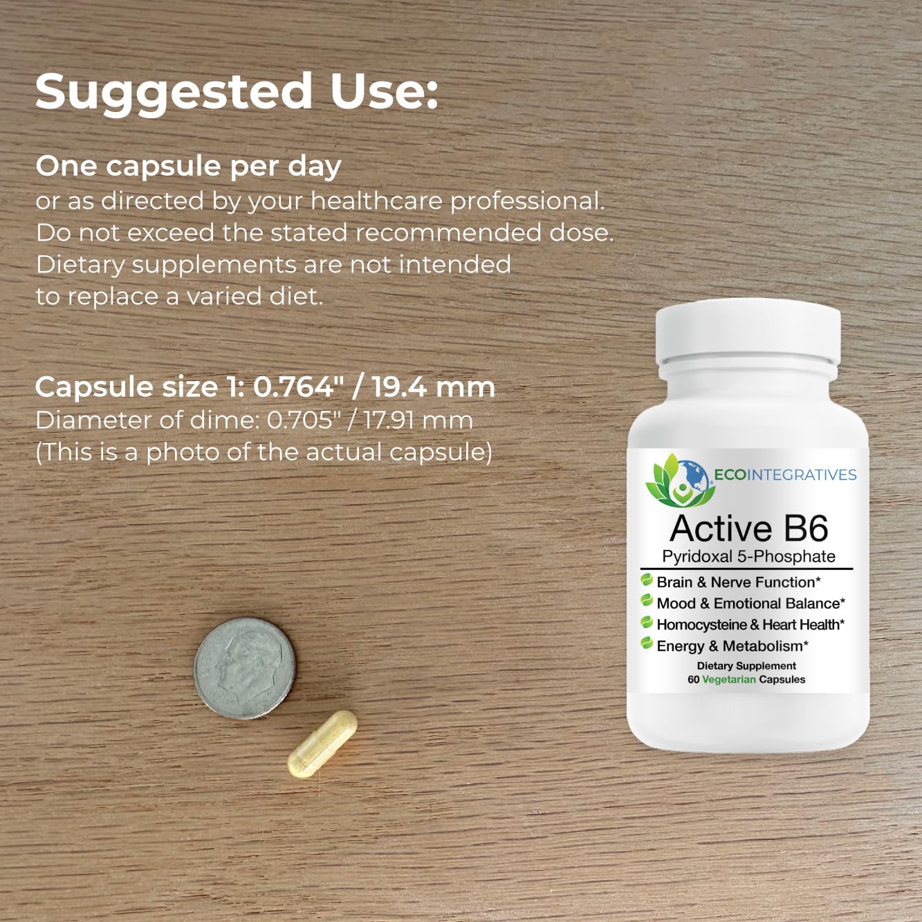 EcoIntegratives Active B6 Pyridoxal 5-Phosphate Capsule, 60 Count