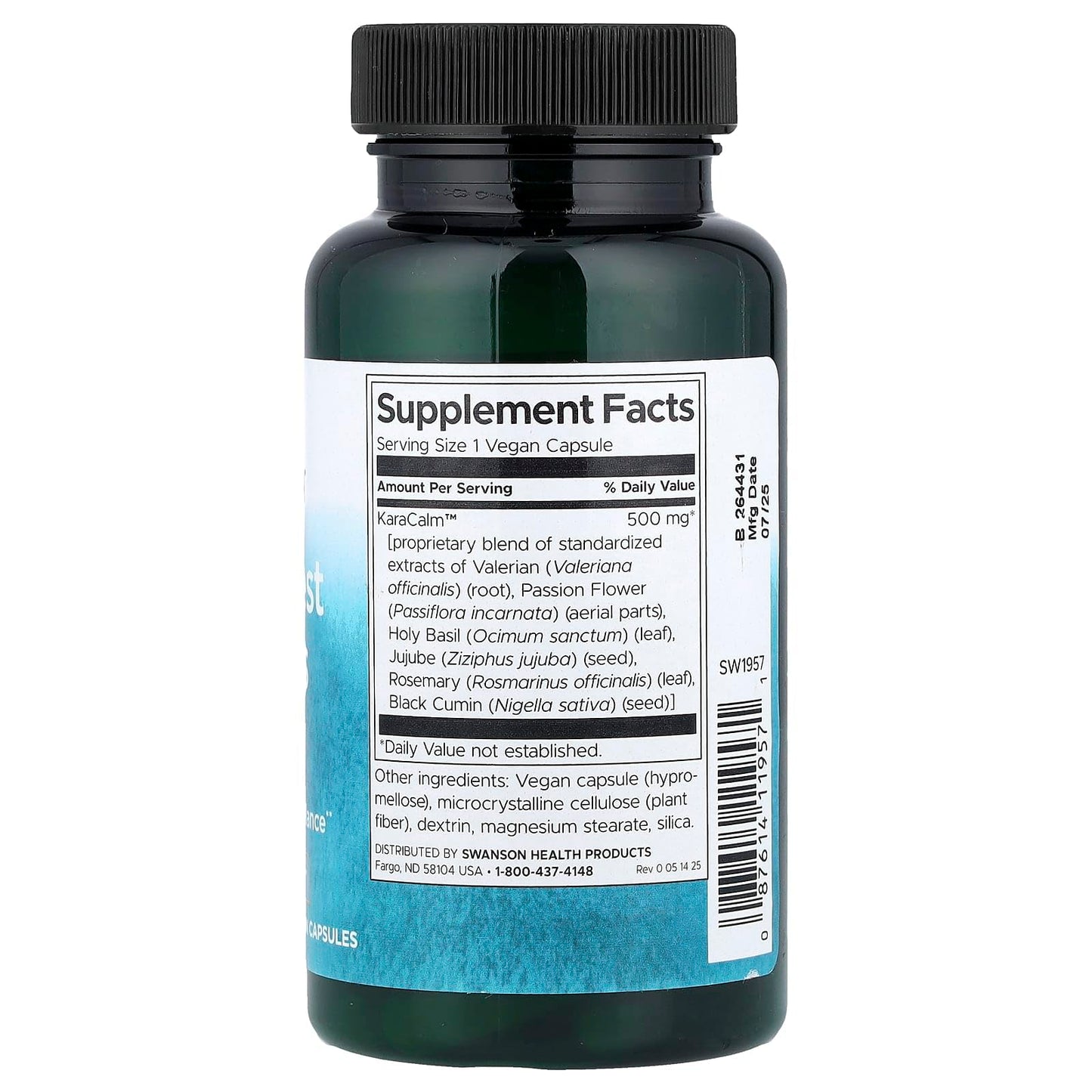 Swanson Deep Rest and Stress Relief Featuring Karacalm 500 mg Capsules, 60 Count