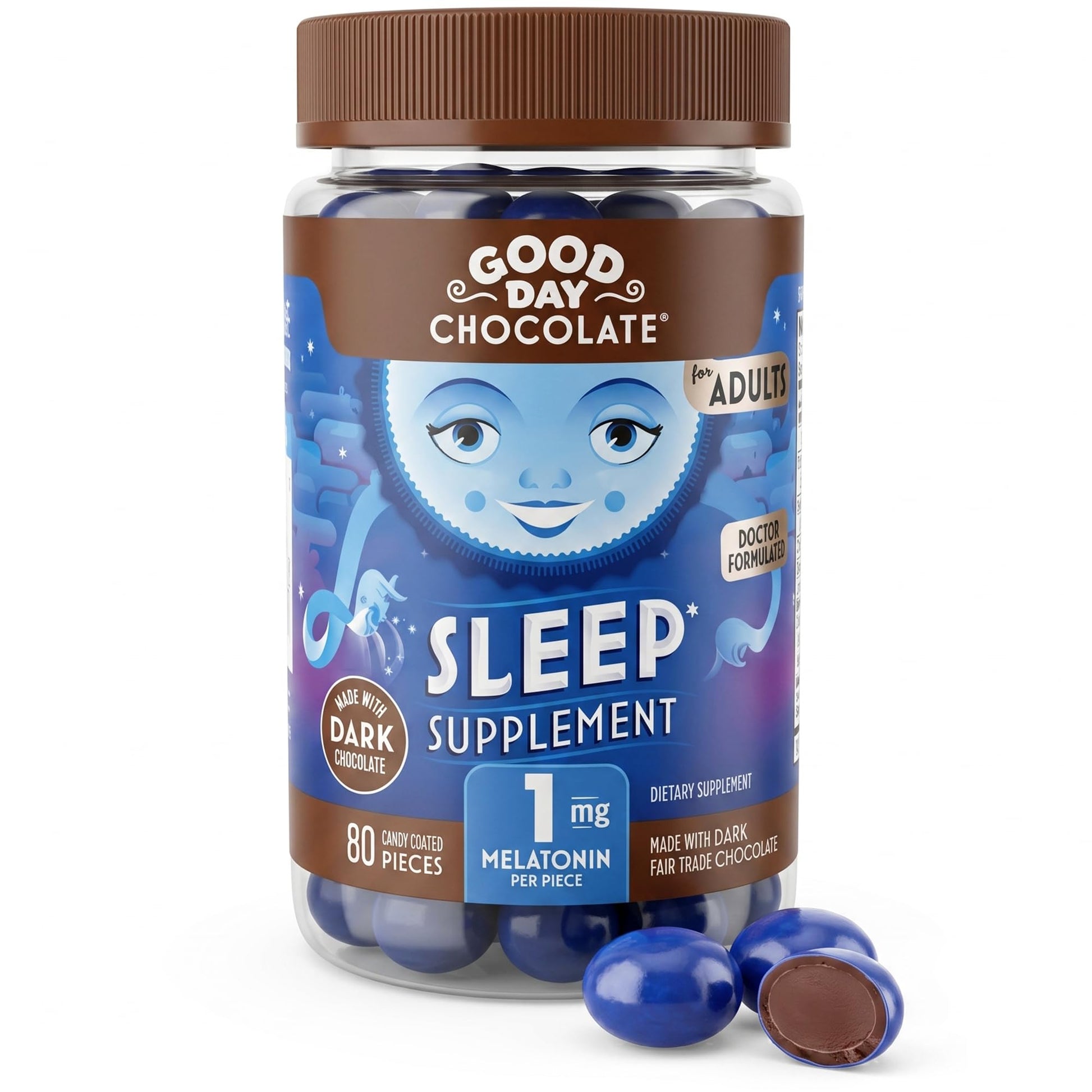 Good Day Chocolate Dark Chocolate Melatonin for Adults Chewable 80 Count