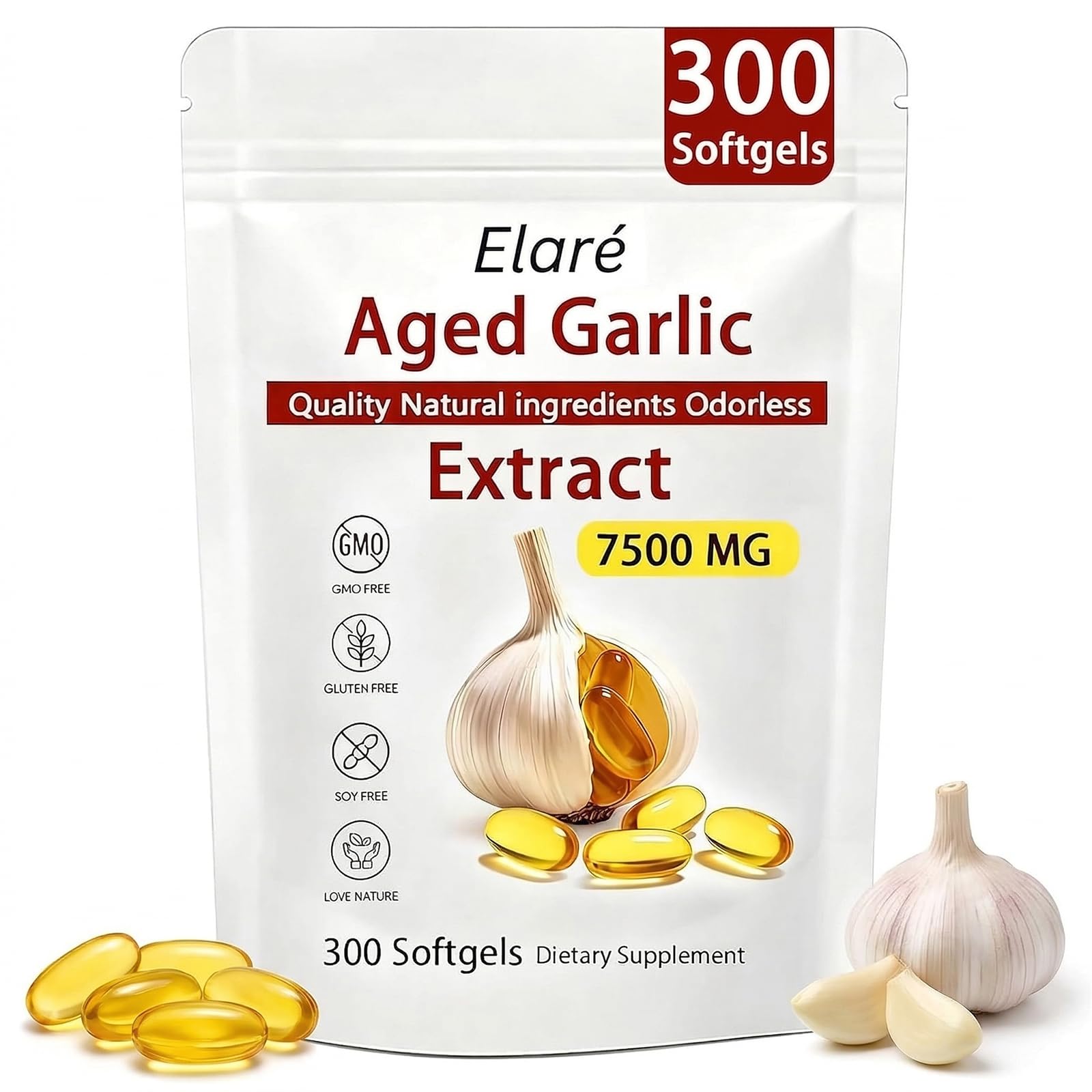 FITactic Elare Aged Garlic Extract Softgels 300 Count