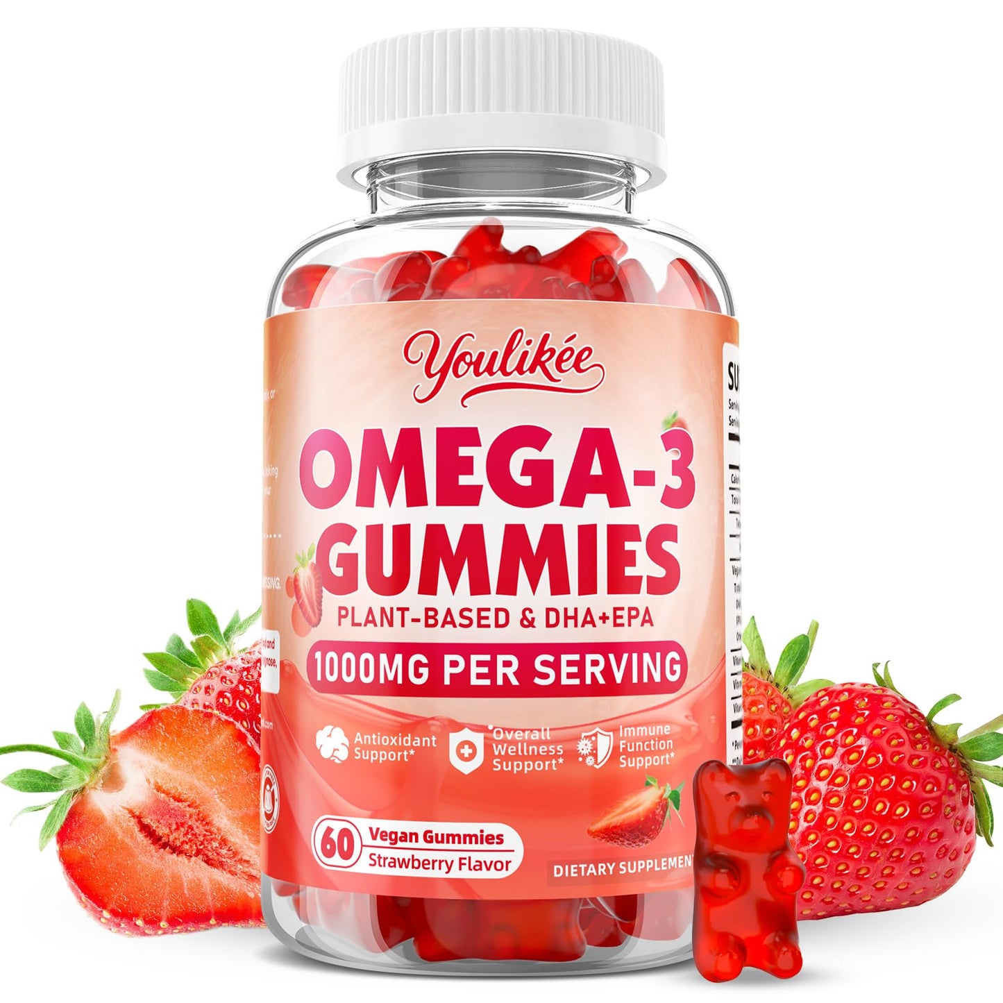 Youlikee Vegan Omega-3 Gummies 60 Count