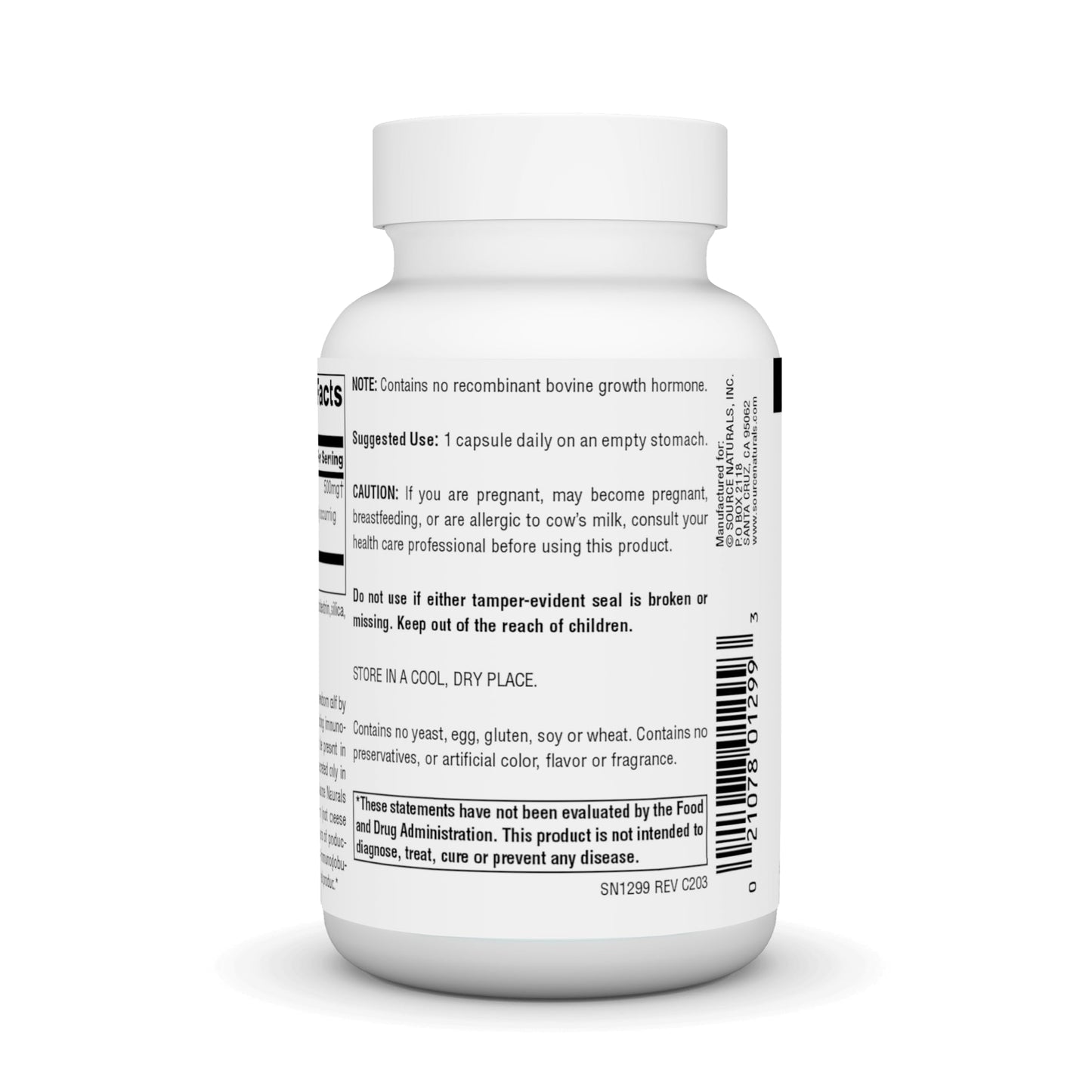 Source Naturals Colostrum Contains 30 Percent Immunoglobulins 60 Capsules
