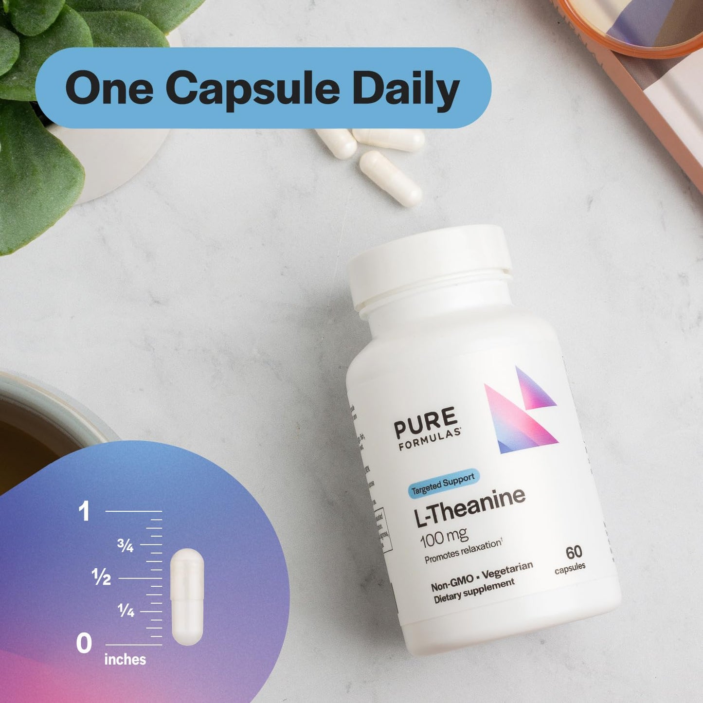 PureFormulas L-Theanine Supplement 100 mg 60 Capsules