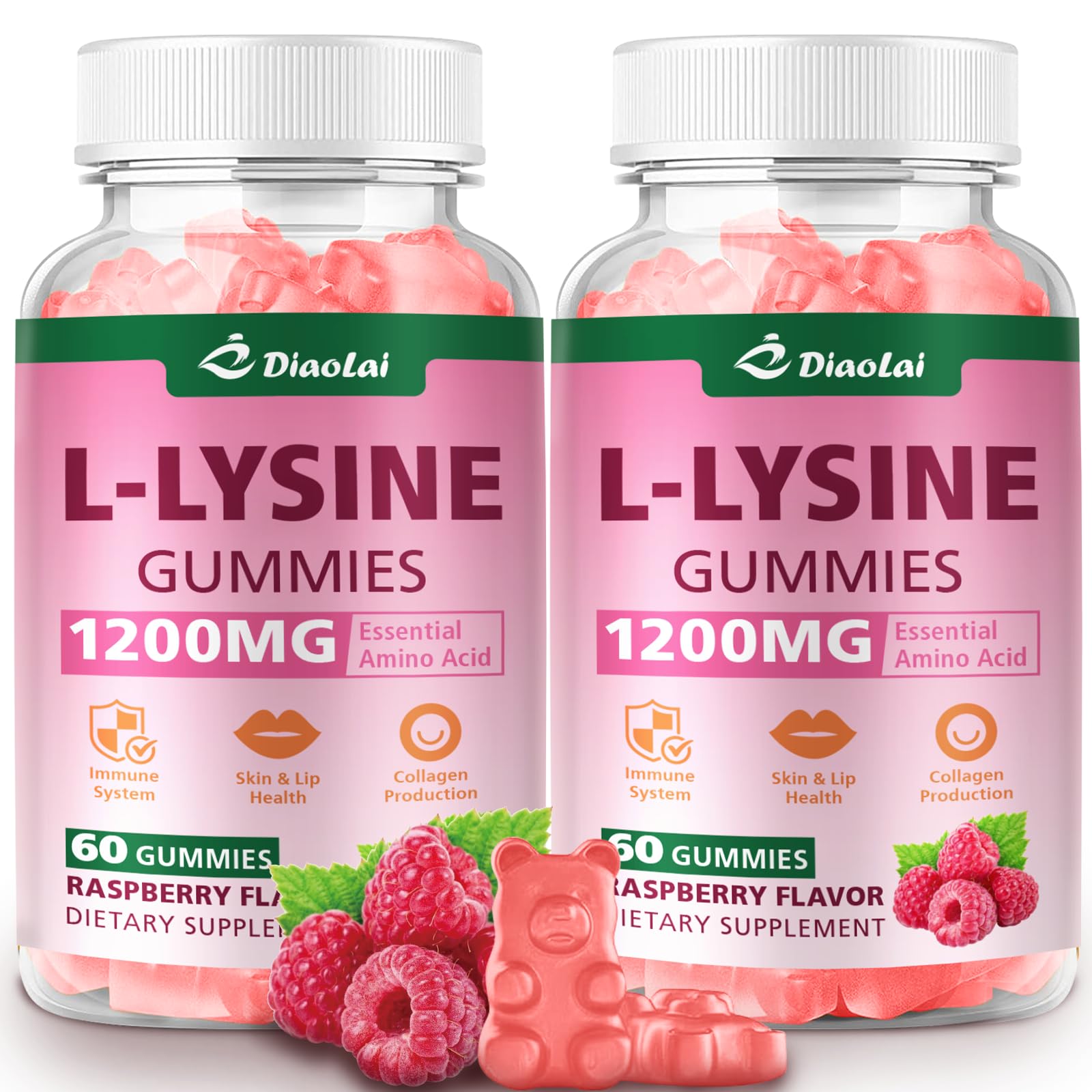 DIAOLAI L-Lysine 1200mg Gummies, 120 Count
