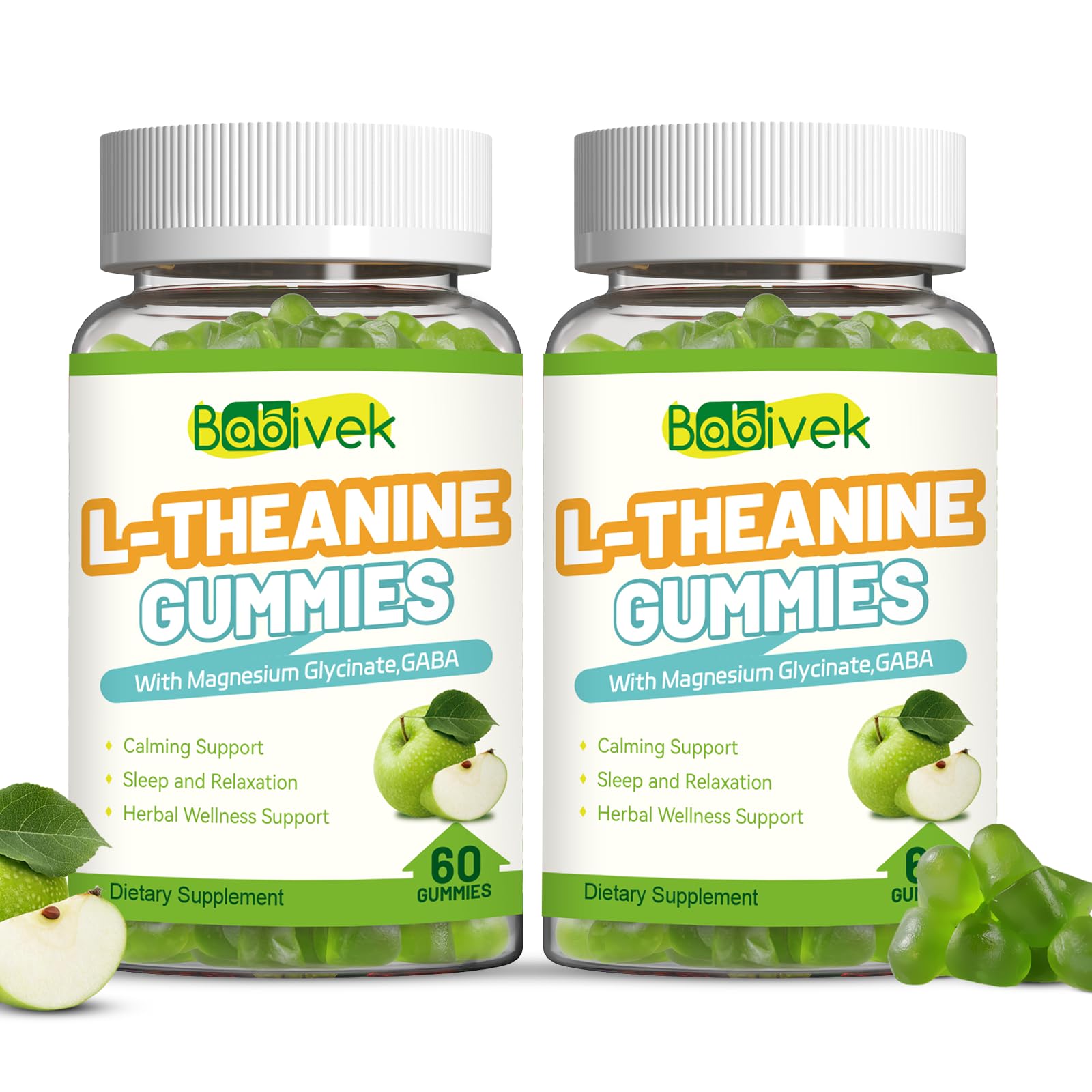 Babivek L-Theanine 400mg Gummies with GABA and Magnesium Glycinate, 120 Gummies