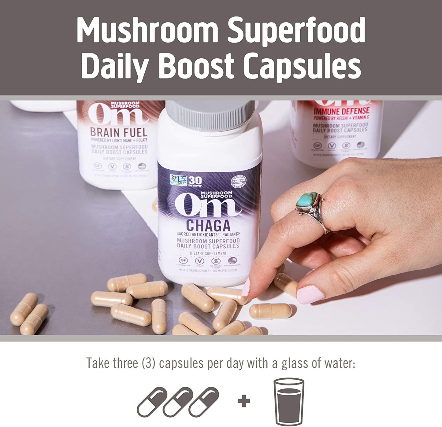 OM MUSHROOM SUPERFOOD Chaga Mushroom Capsules, 90 Count