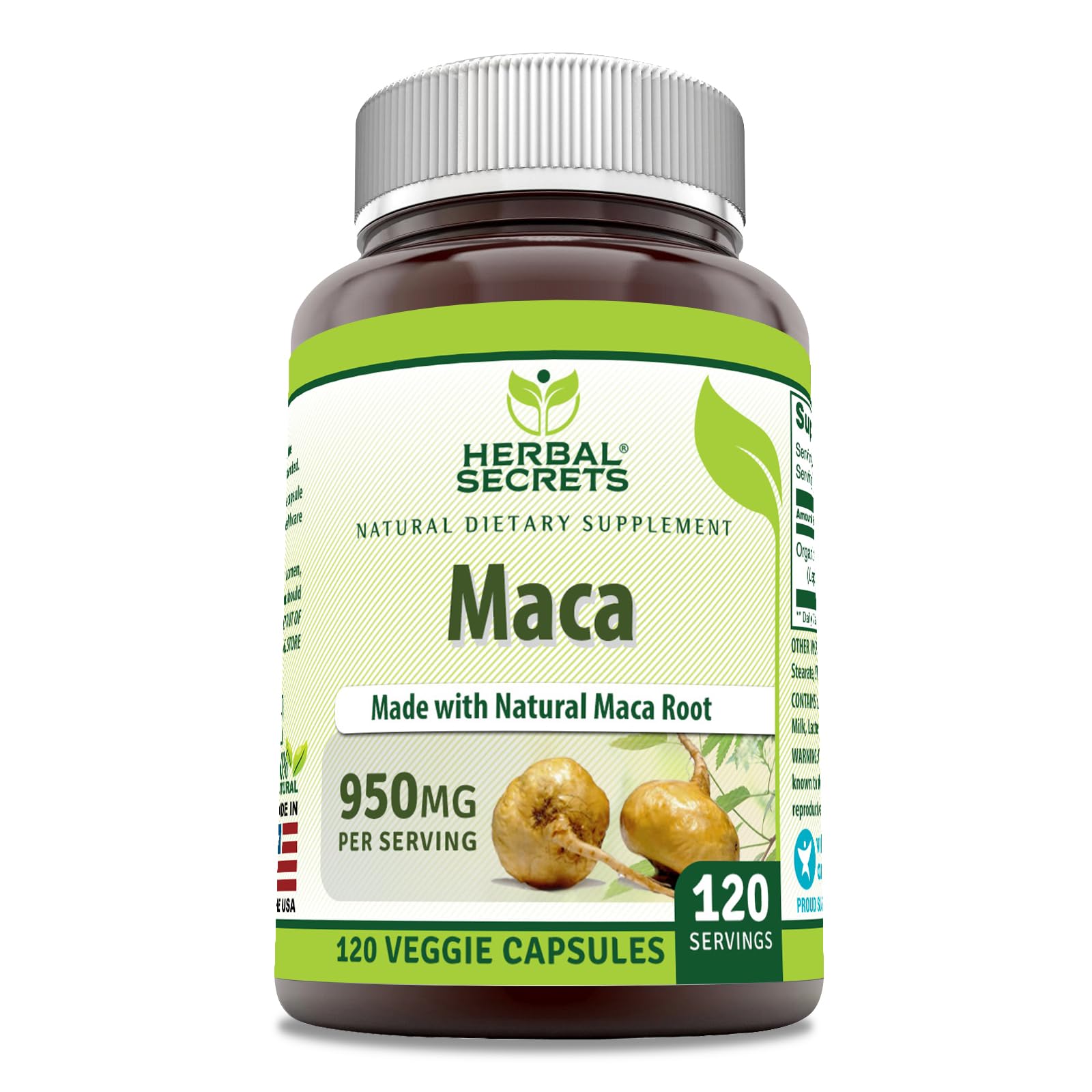 Herbal Secrets Maca Supplement Capsule 120 Veggie Capsules
