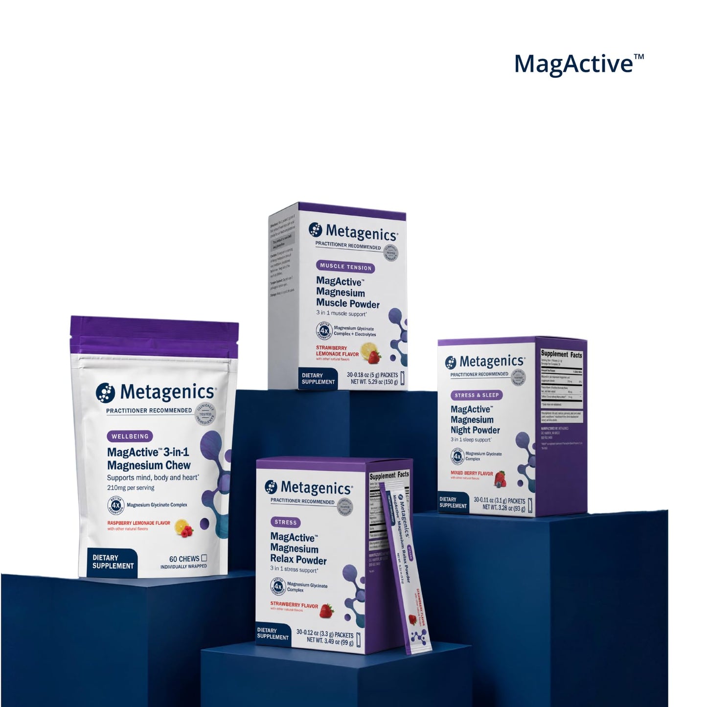 Metagenics MagActive Magnesium Glycinate 3-in-1 Chew Gummy, 120 Chews