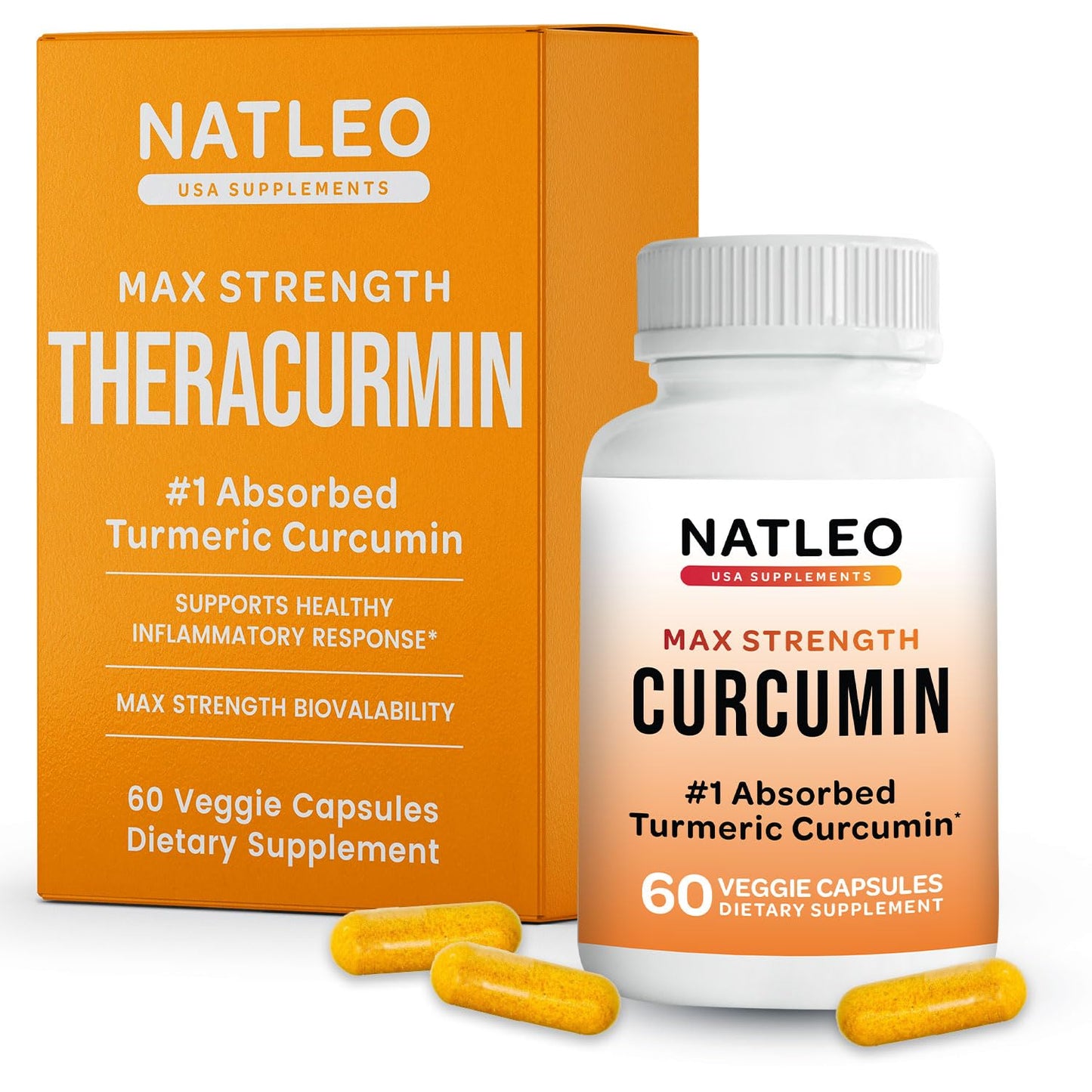 Natleo USA Supplements Theracurmin Turmeric Curcumin Supplement High Absorption Capsules, 60 Count