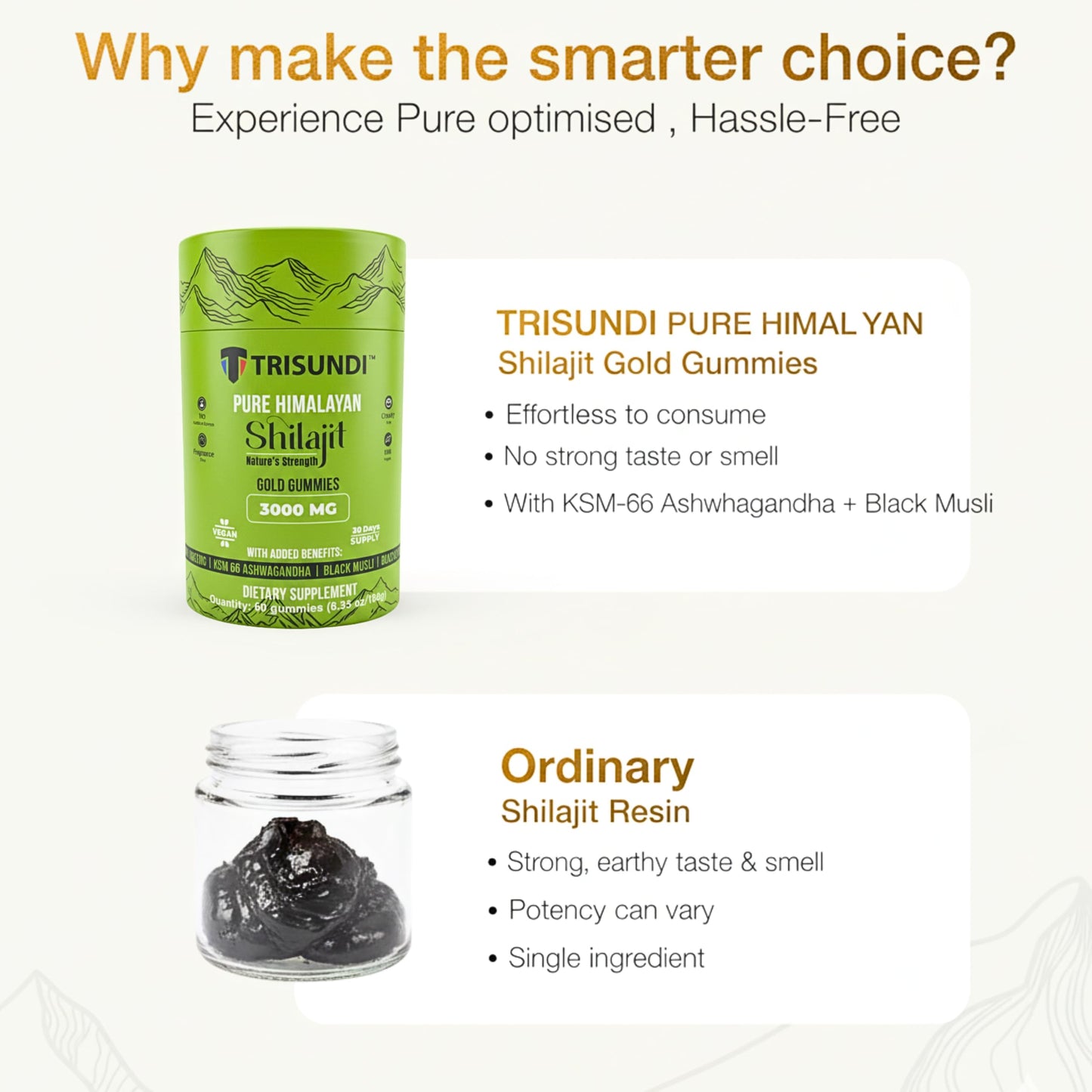 Trisundi Himalayan Shilajit Gold Gummies 3000mg, 60 Count