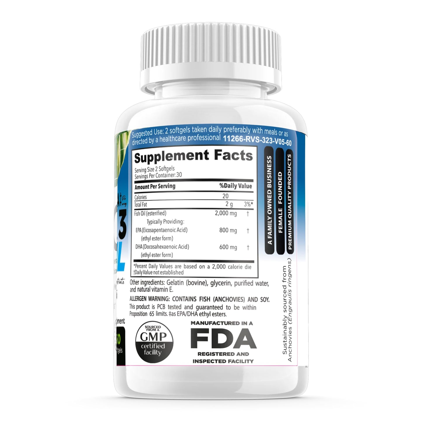 FORTE NATURALS Omega 3 Fish Oil 2000mg High Potency 800mg EPA DHA 600mg Tablets, 60 Count