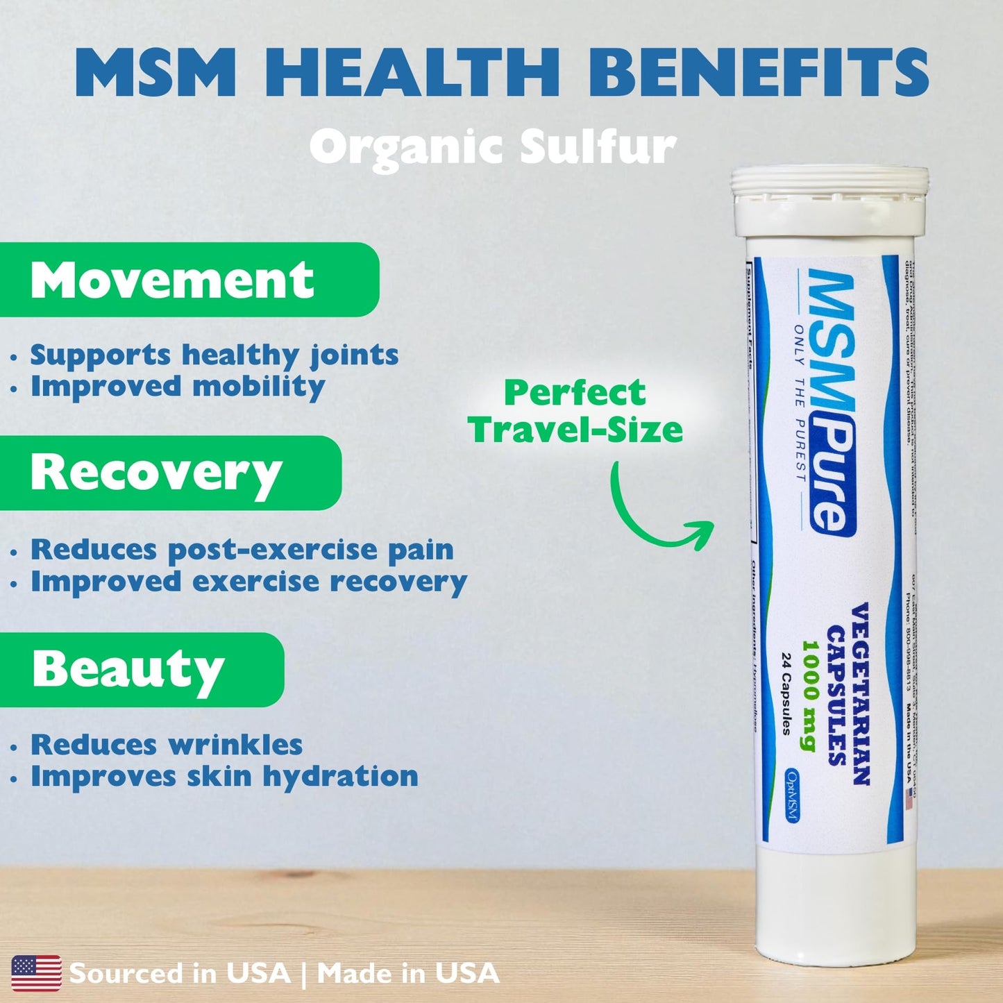 KALA HEALTH MSMPure 1000mg MSM Capsules, 24 Count
