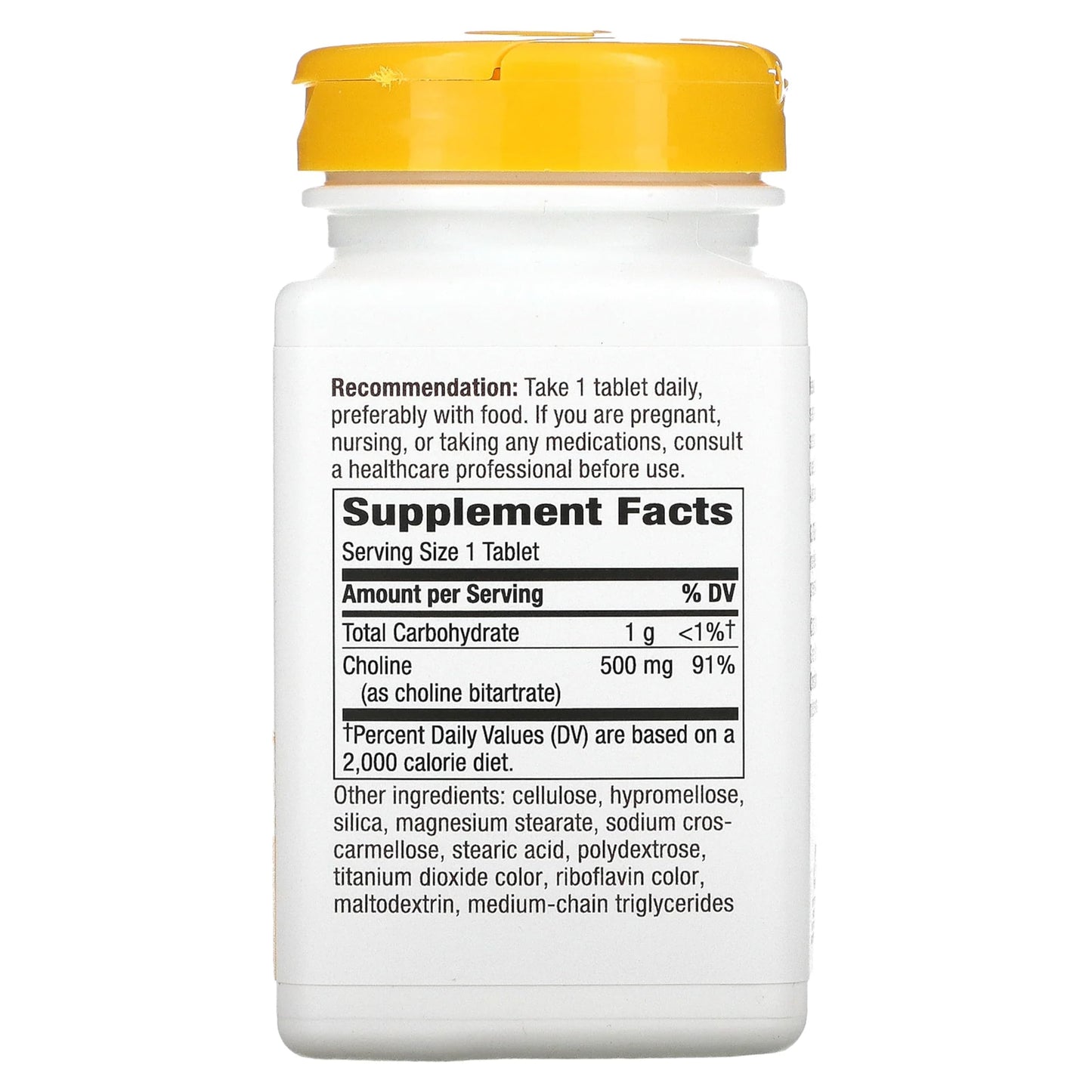 Nature's Way Choline 500 mg Tablets, 100 Count