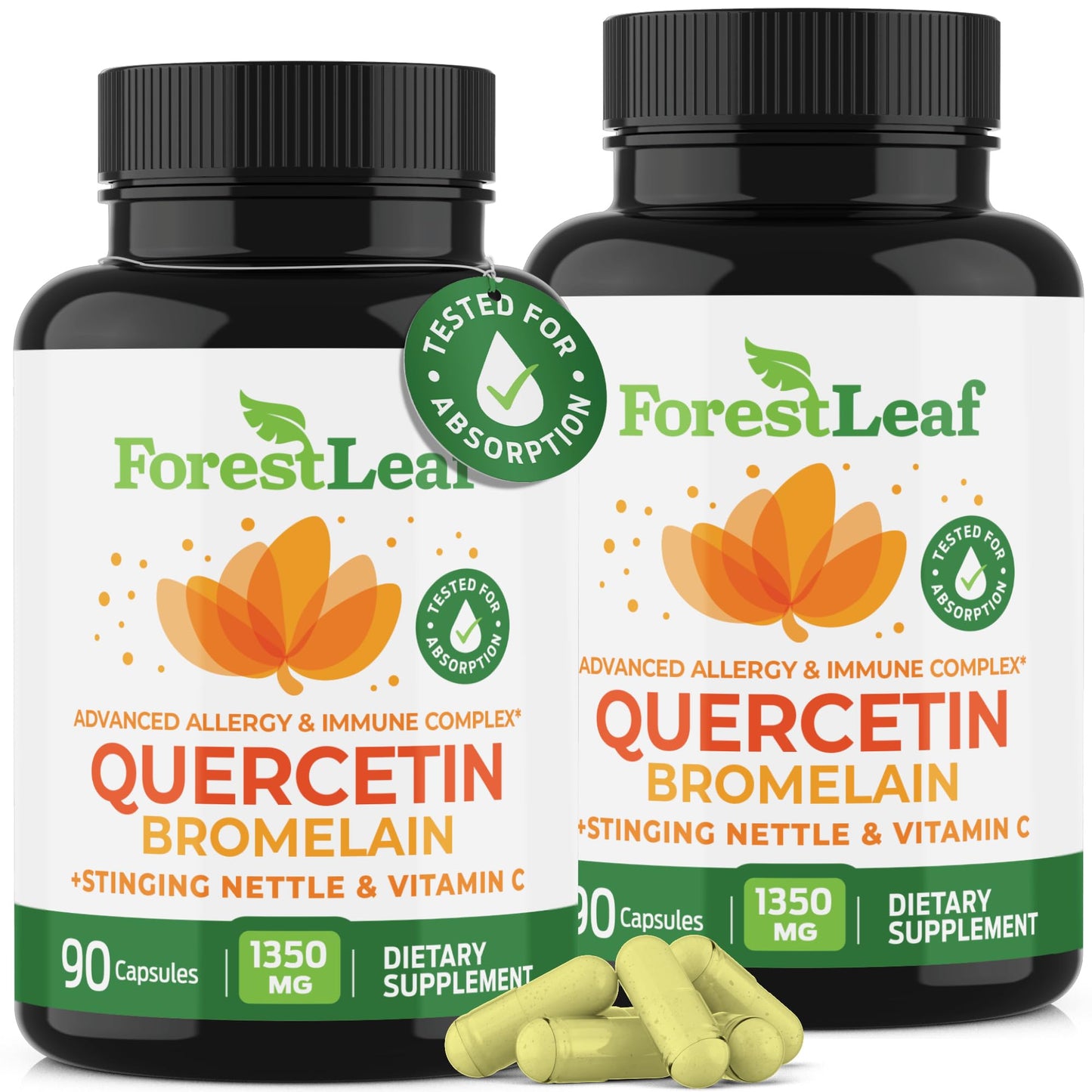 ForestLeaf Quercetin with Bromelain Veggie Capsules, 180 Capsules