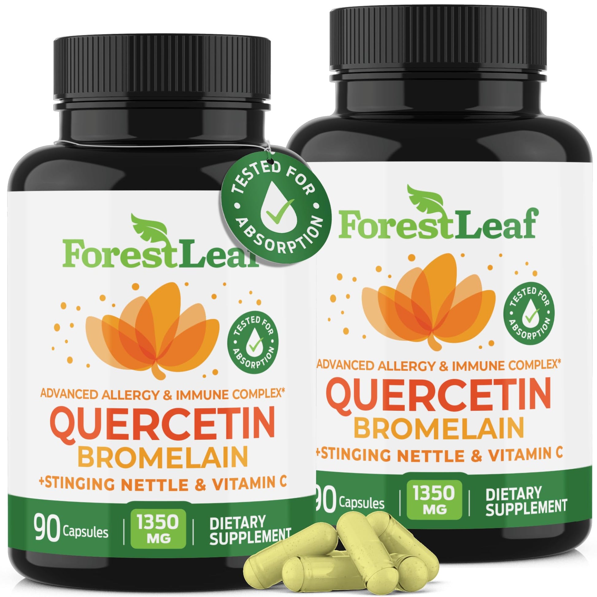 ForestLeaf Quercetin with Bromelain Veggie Capsules, 180 Capsules