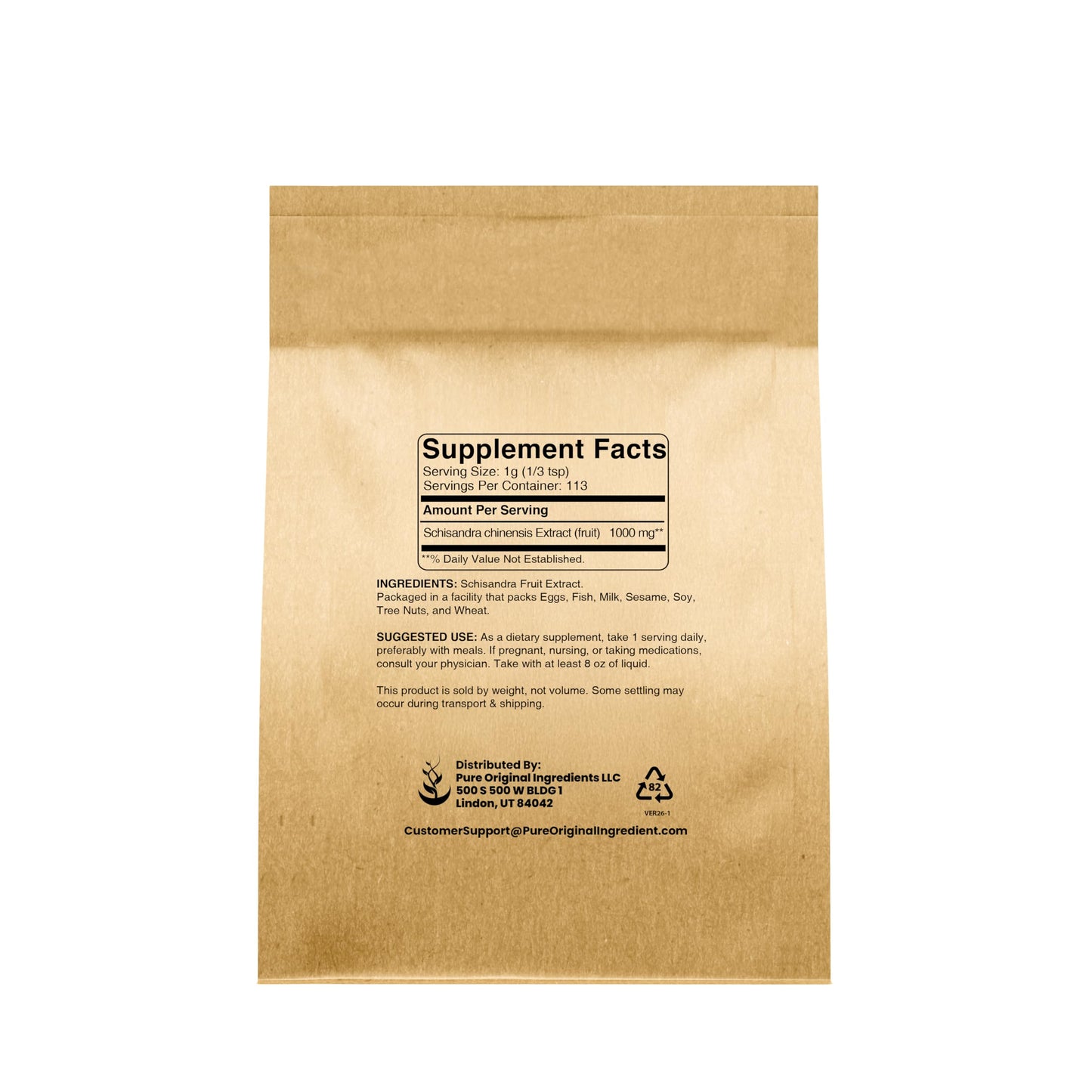 PURE ORIGINAL INGREDIENTS Schisandra Powder 4 oz