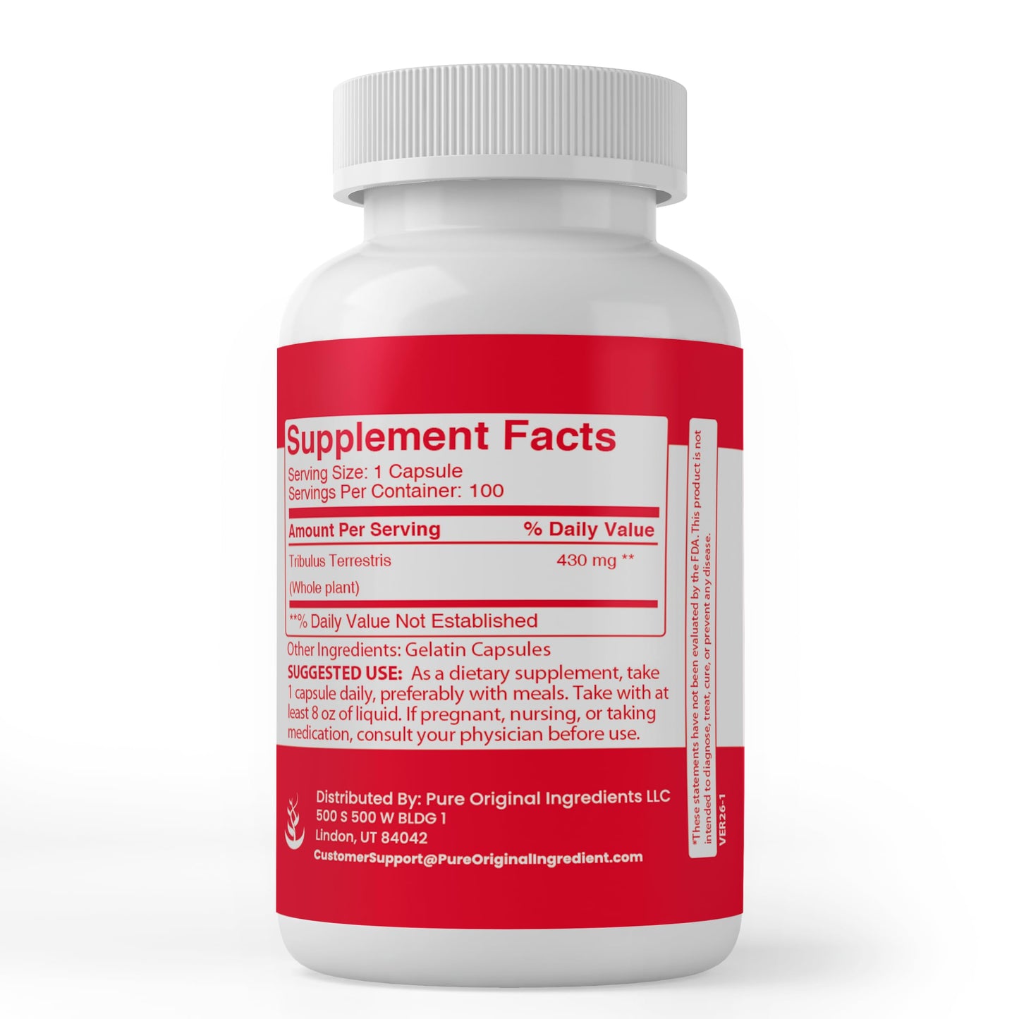 PURE ORIGINAL INGREDIENTS Tribulus Terrestris Capsules 100