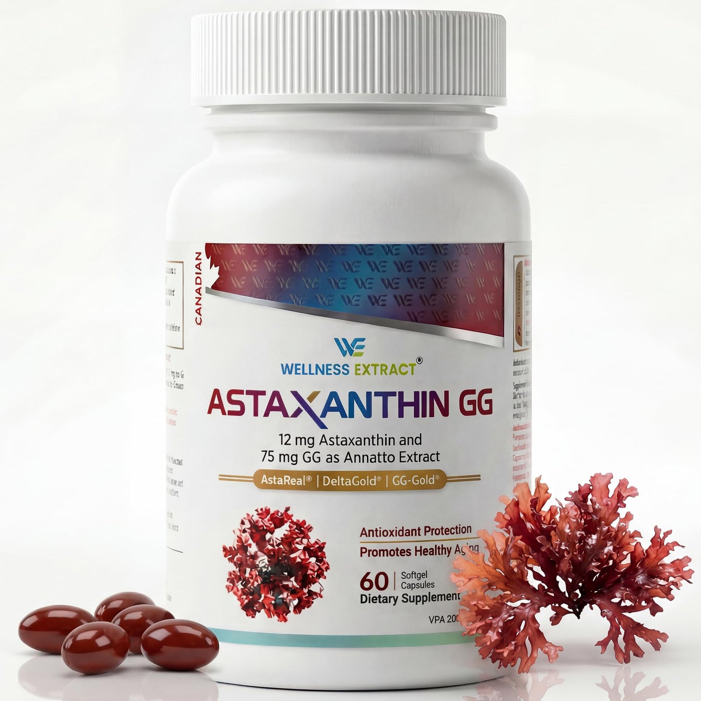 WELLNESS EXTRACT Astaxanthin 12mg Supplement 60 Softgels