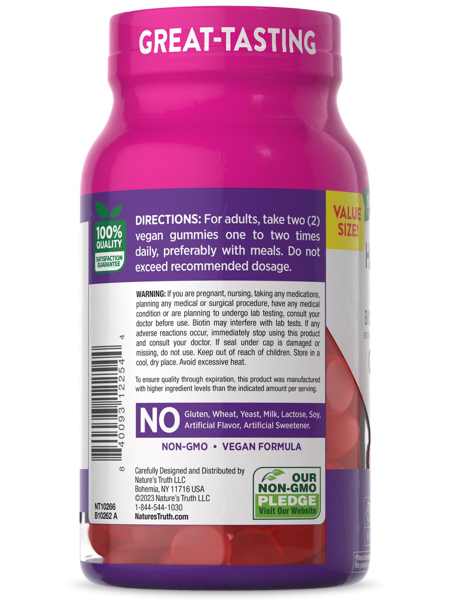 Nature's Truth Hair, Skin, and Nails Gummies with Biotin 140 Count