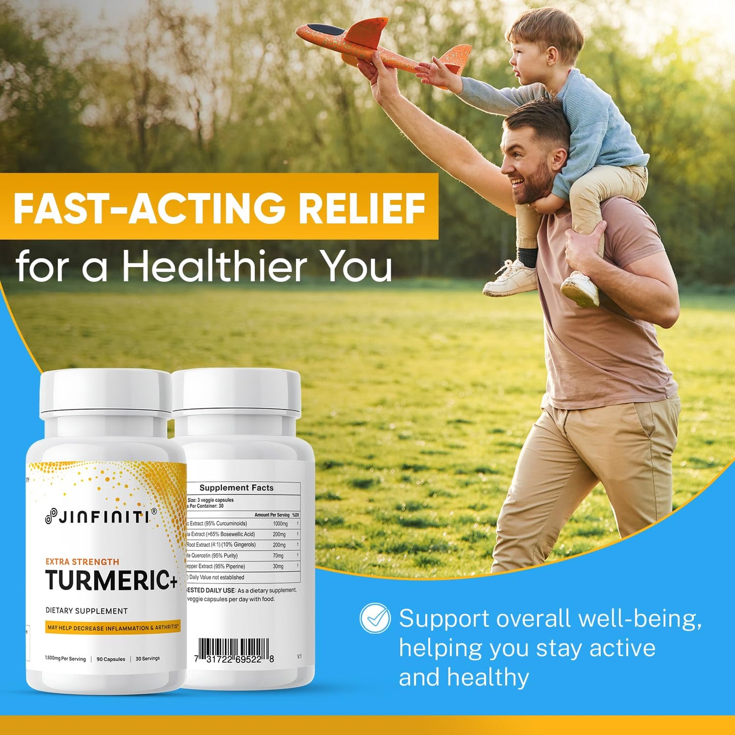 Jinfiniti Turmeric Curcumin+ Joint Support Capsules, 90 Count