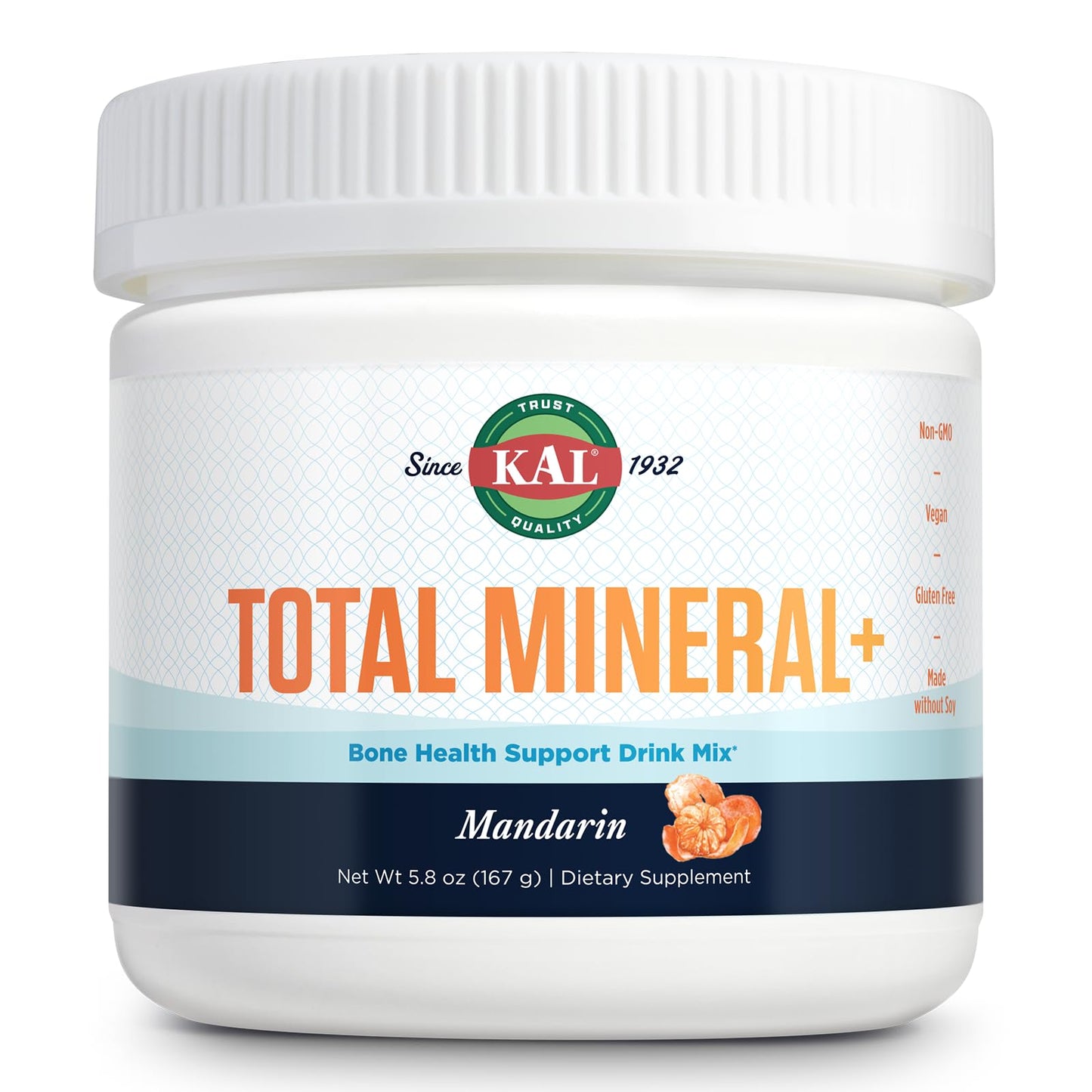 KAL Total Mineral+ Powder - Total Complex, Magnesium Glycinate, Zinc, Calcium and More - Bone Health & Whole Body Support, 30 Servings