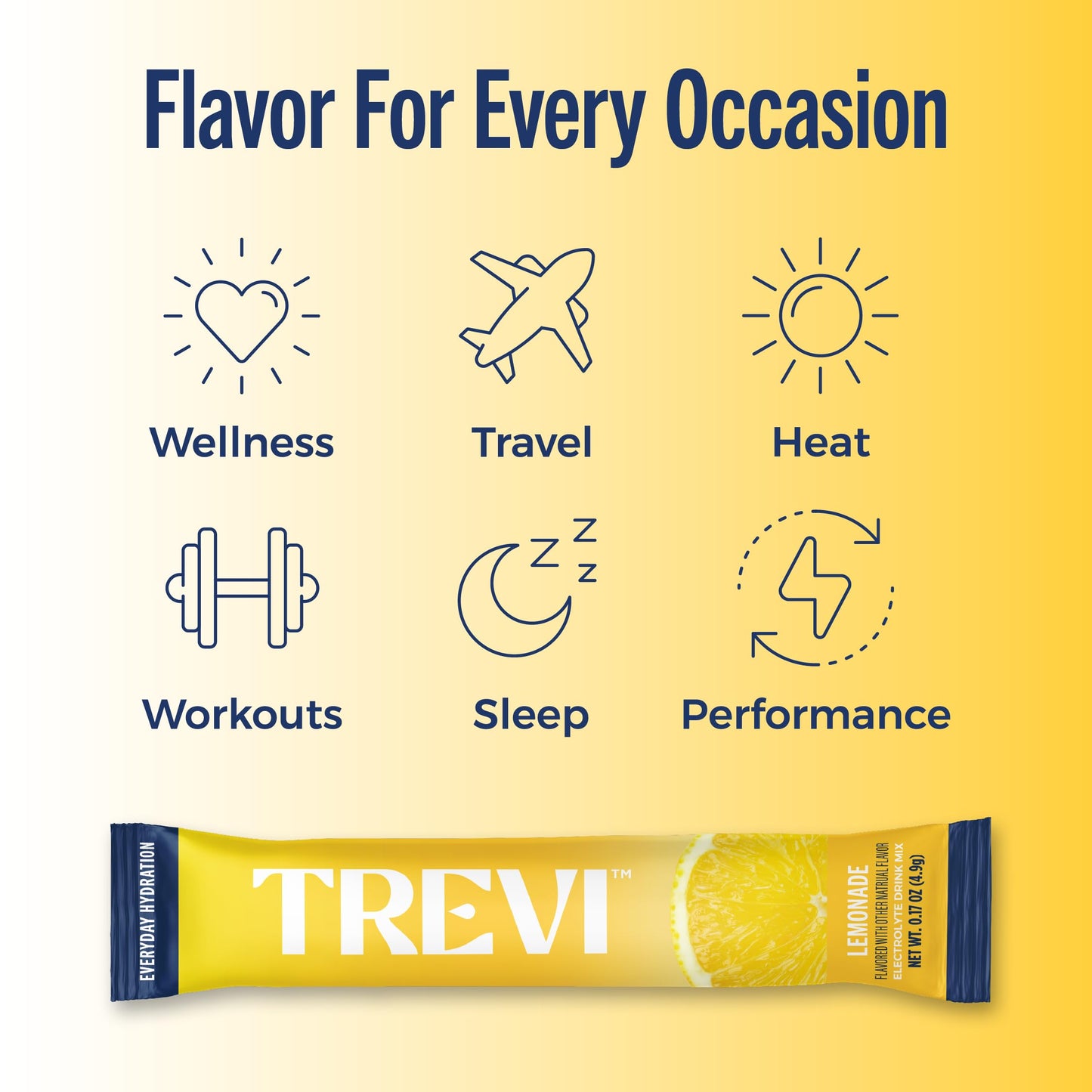 TREVI Electrolytes Powder Packets, Sugar Free Hydration, Lemonade, Powder, 20 Servings
