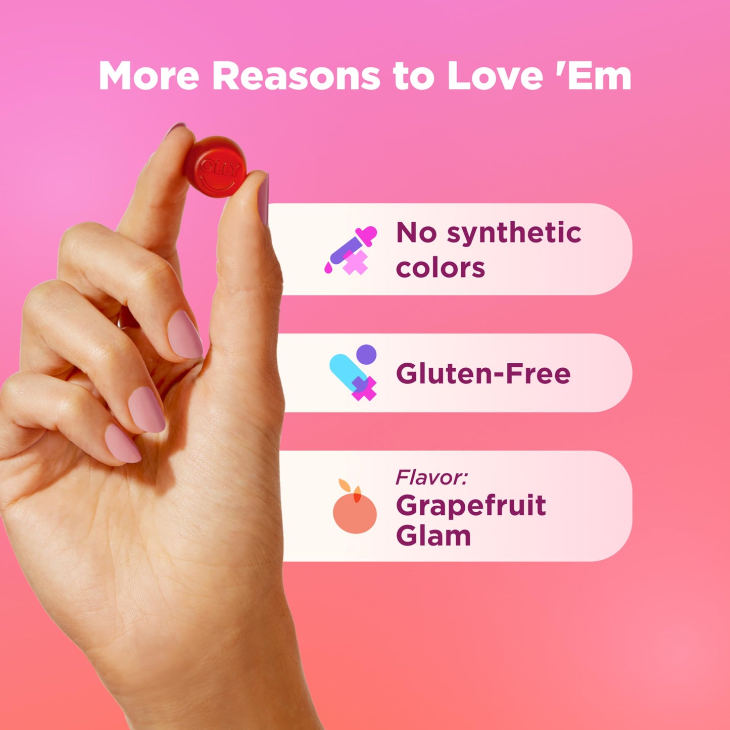 OLLY Undeniable Beauty Grapefruit Glam Gummy 60 Count