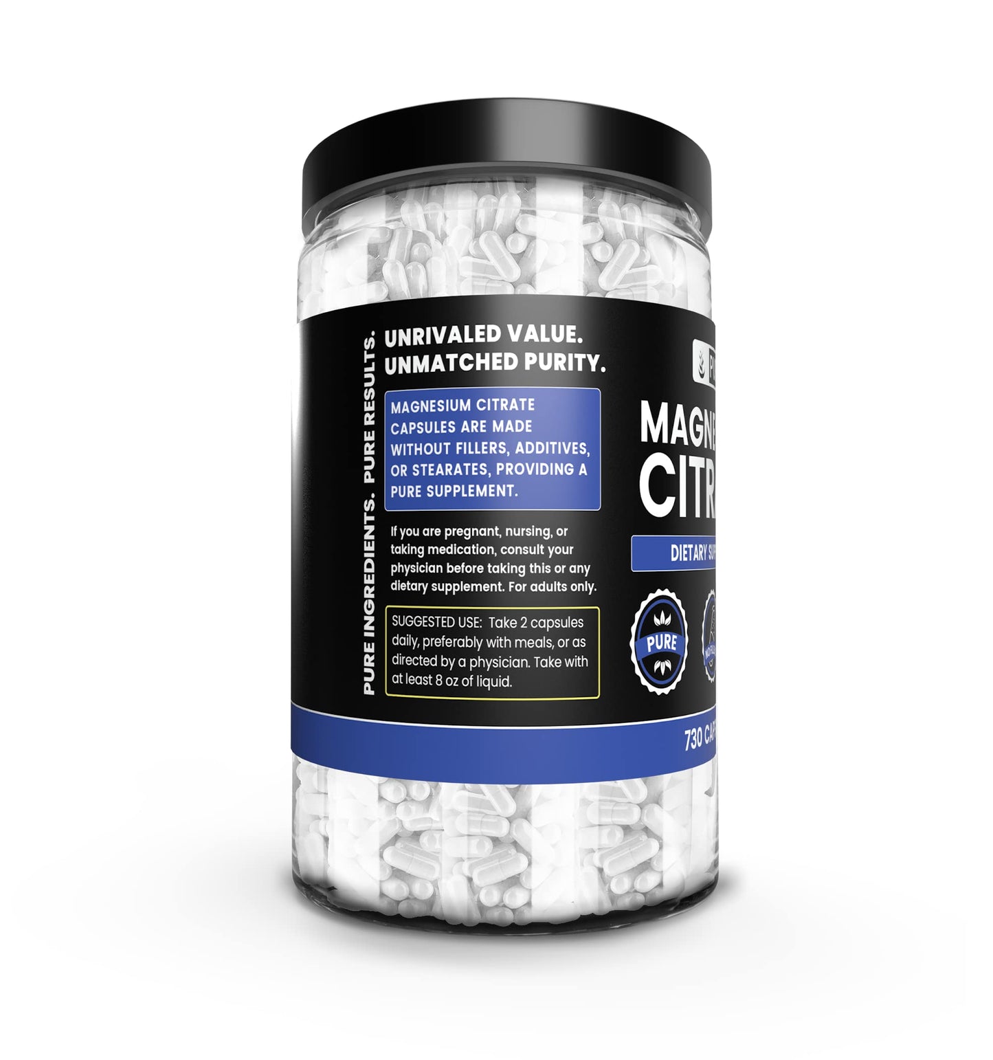 PURE ORIGINAL INGREDIENTS Magnesium Citrate 730 Capsules