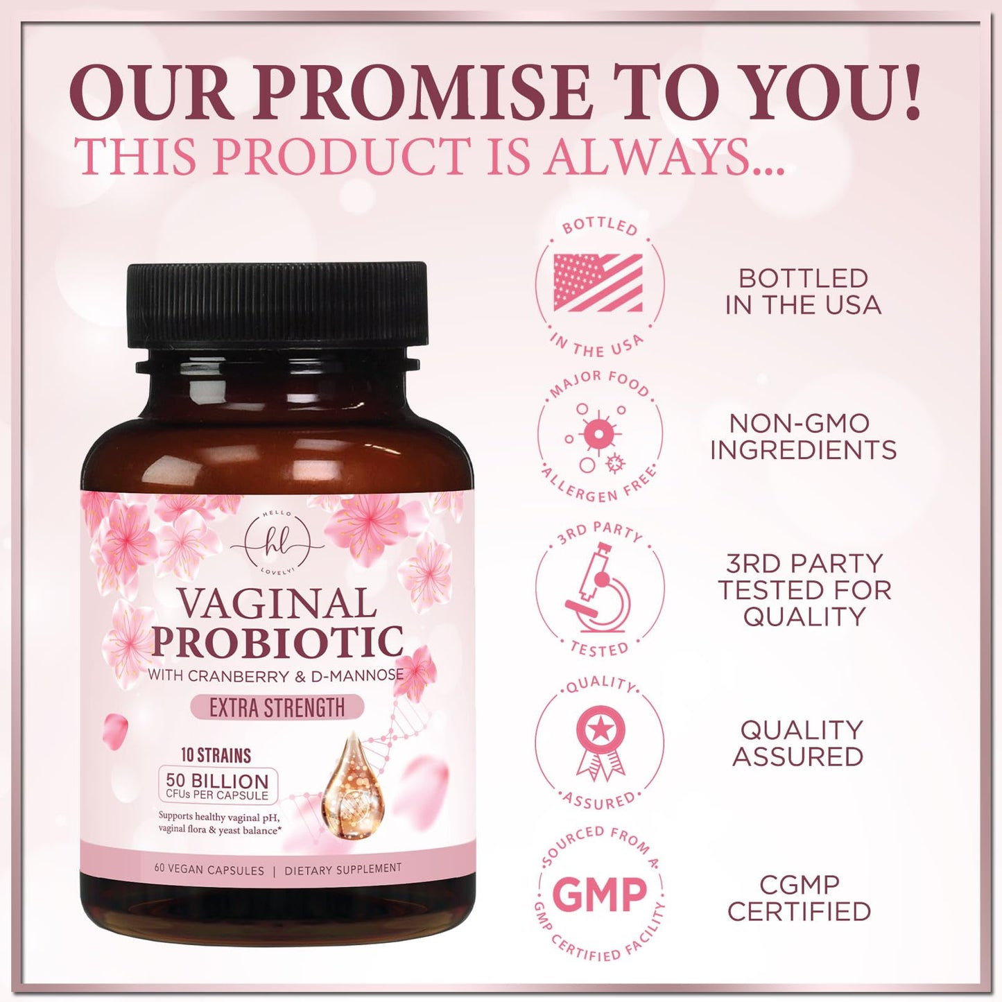 Hello Lovely! Vaginal Probiotics for Women Capsules, 60 Count