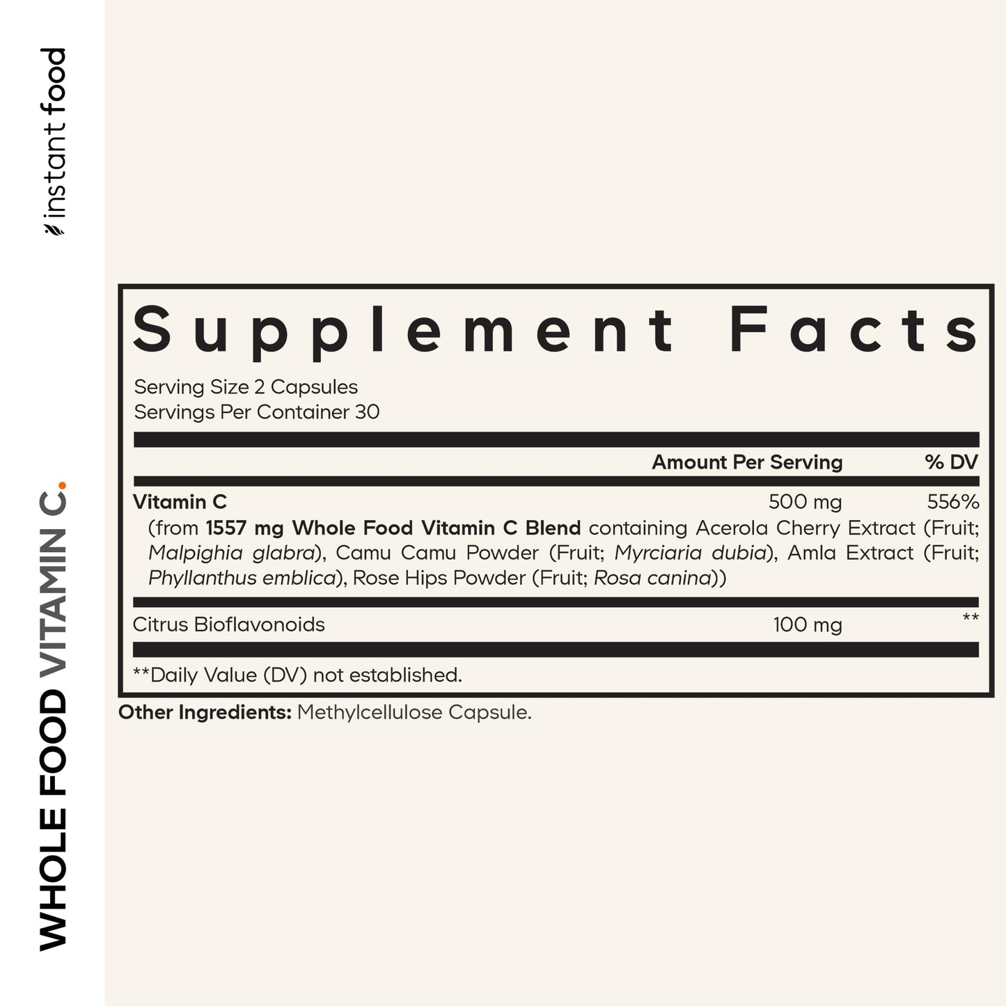 Codeage Whole Food Vitamin C, Acerola, Camu Camu, Amla, 500mg Capsule, 60 Count