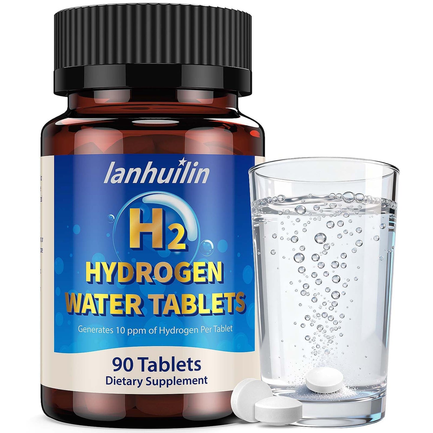 lanhuilin Hydrogen Water Tablets with Magnesium 150mg, 90 Tablets