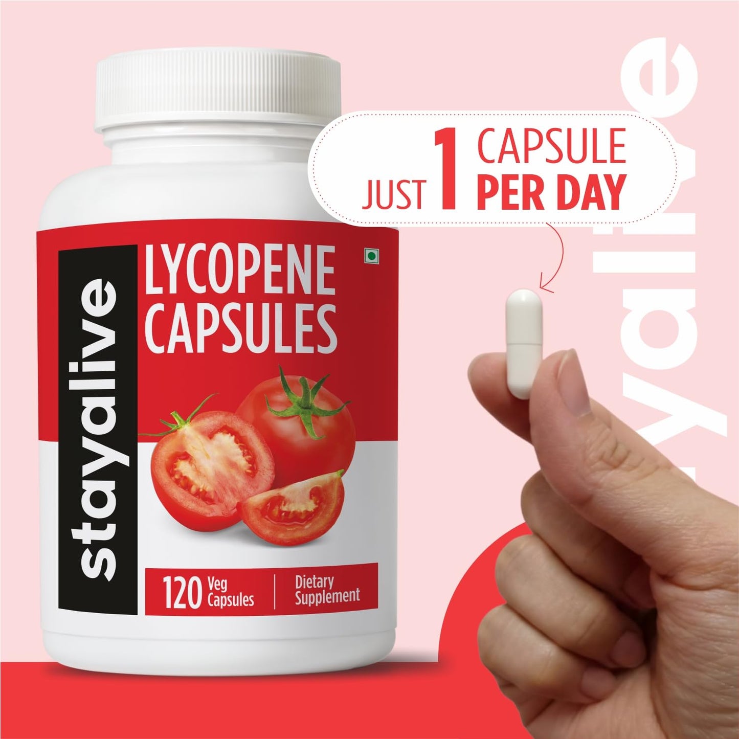 STAYALIVE Lycopene Supplement for Men 60mg Capsule, 120 Capsules