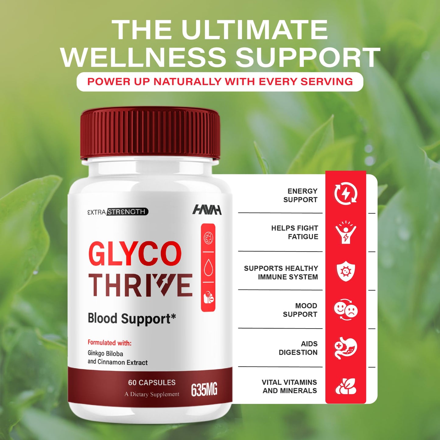 Havah Glyco Thrive Blood Support Supplement Formula Capsule 120 Capsules