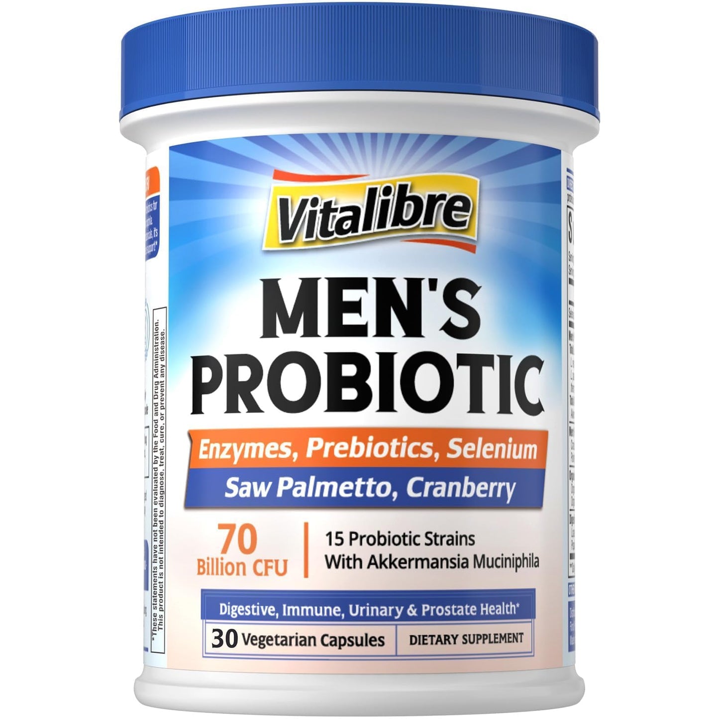 Vitalibre Probiotics for Men with Akkermansia Muciniphila, 70 Billion CFUs, Capsule, 30 Count