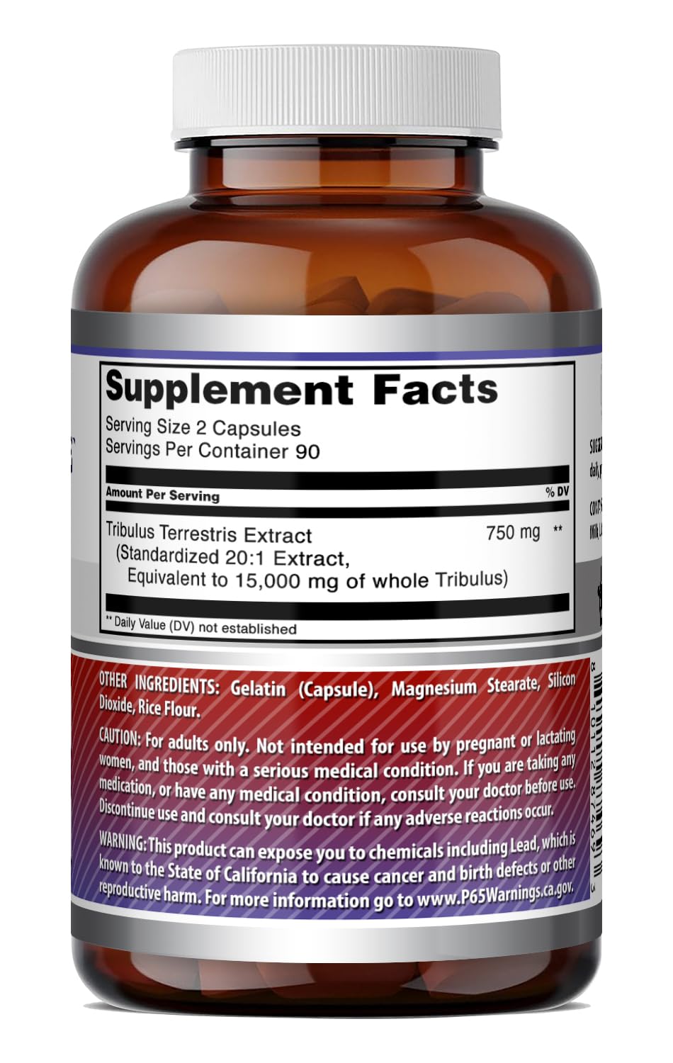 Amazing Nutrition Tribulus Terrestris 750 Mg Standardized 20:1 Extract 180 Capsules