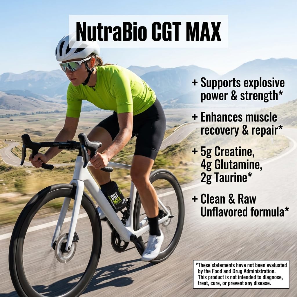 NutraBio CGT-MAX Creatine, Glutamine and Taurine Powder 15.52 Ounce